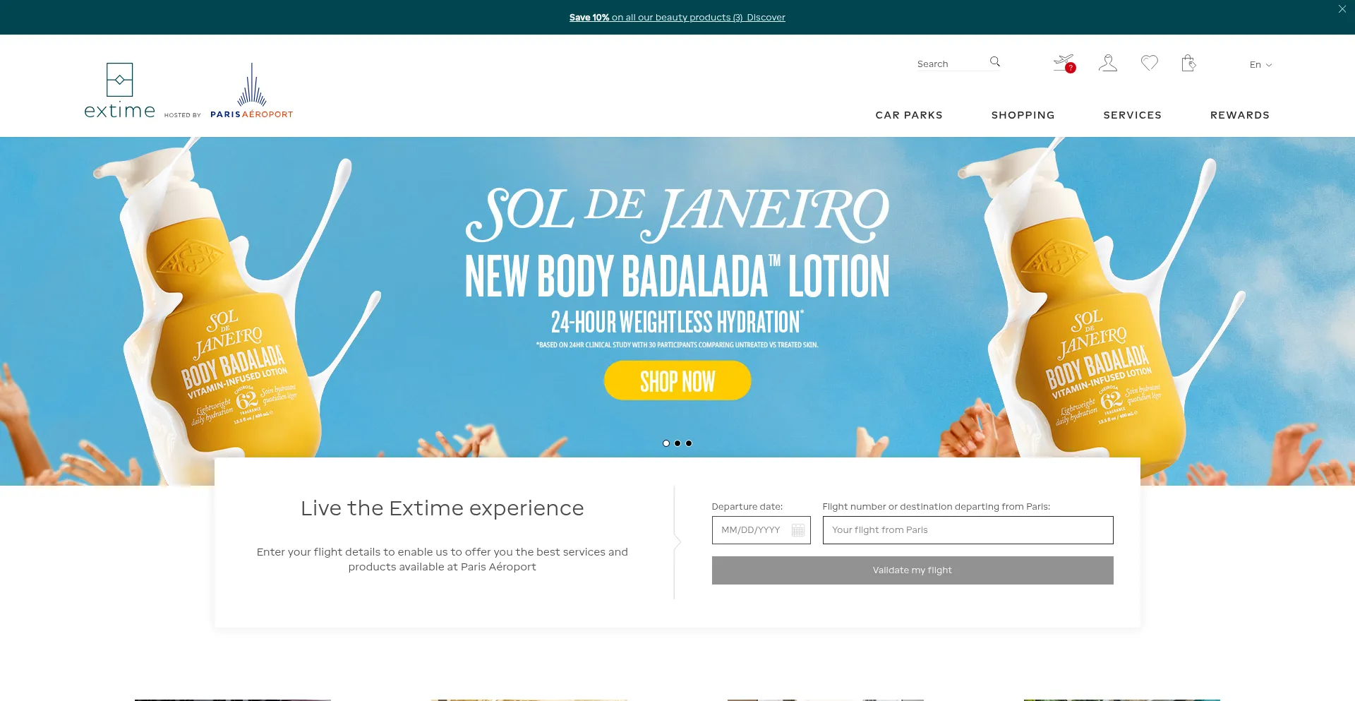 Website screenshot of Extime.com