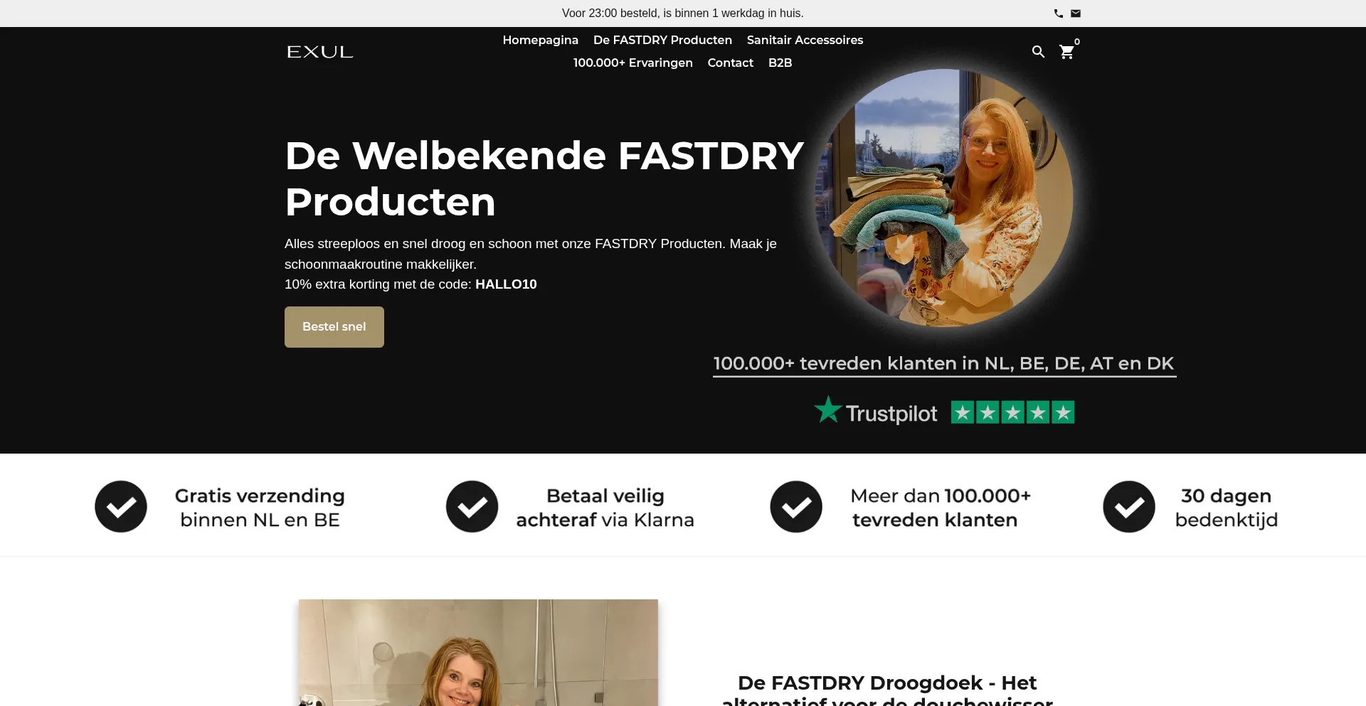 Website screenshot of Exulsanitair.nl