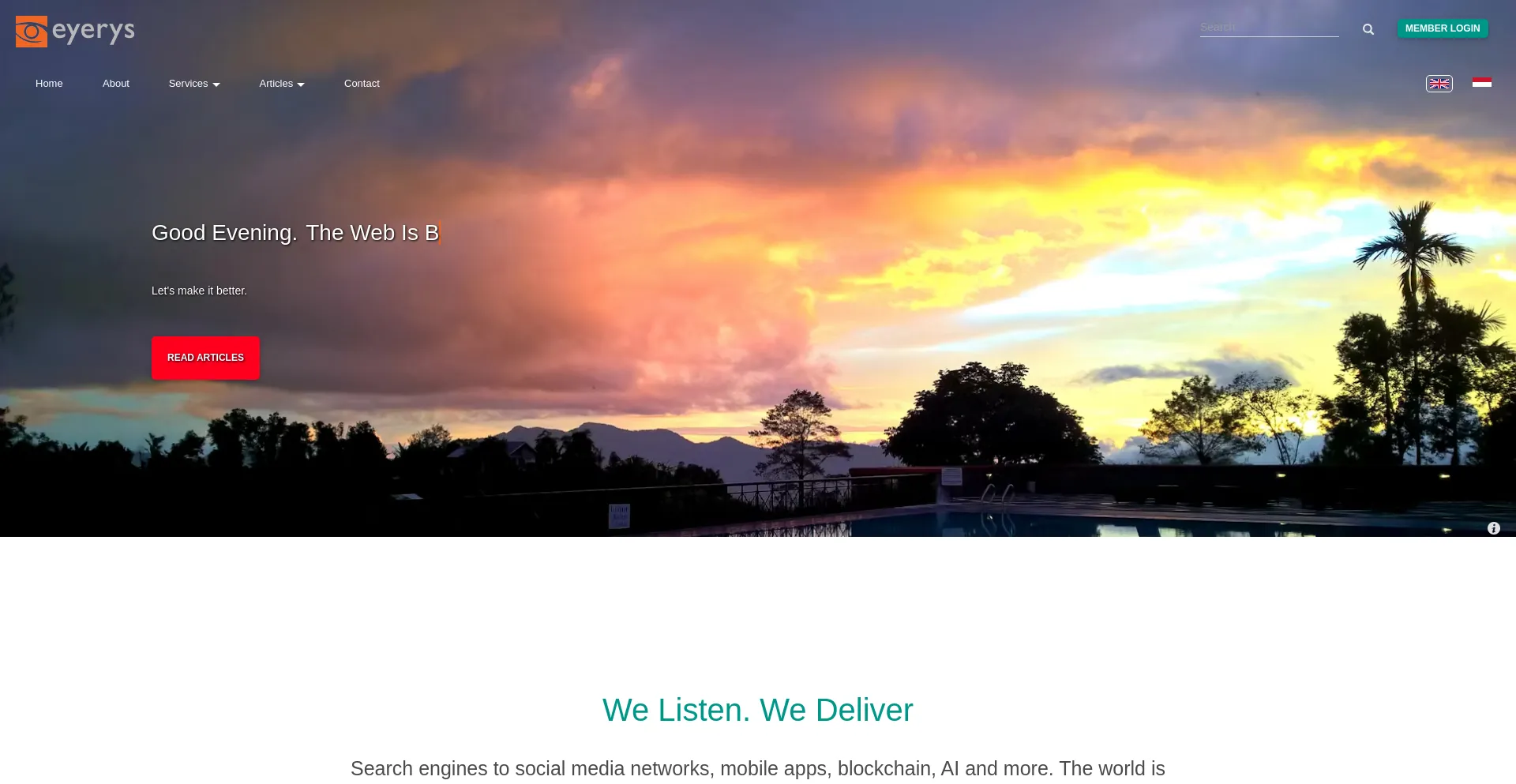 Website screenshot of Eyerys.com