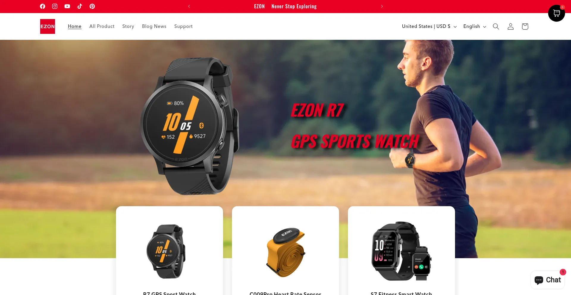 Website screenshot of Ezonwatch.com