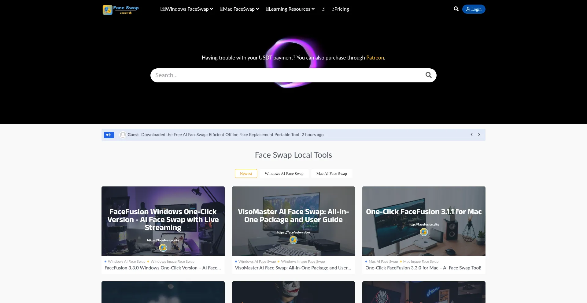 Website screenshot of Facefusion.site