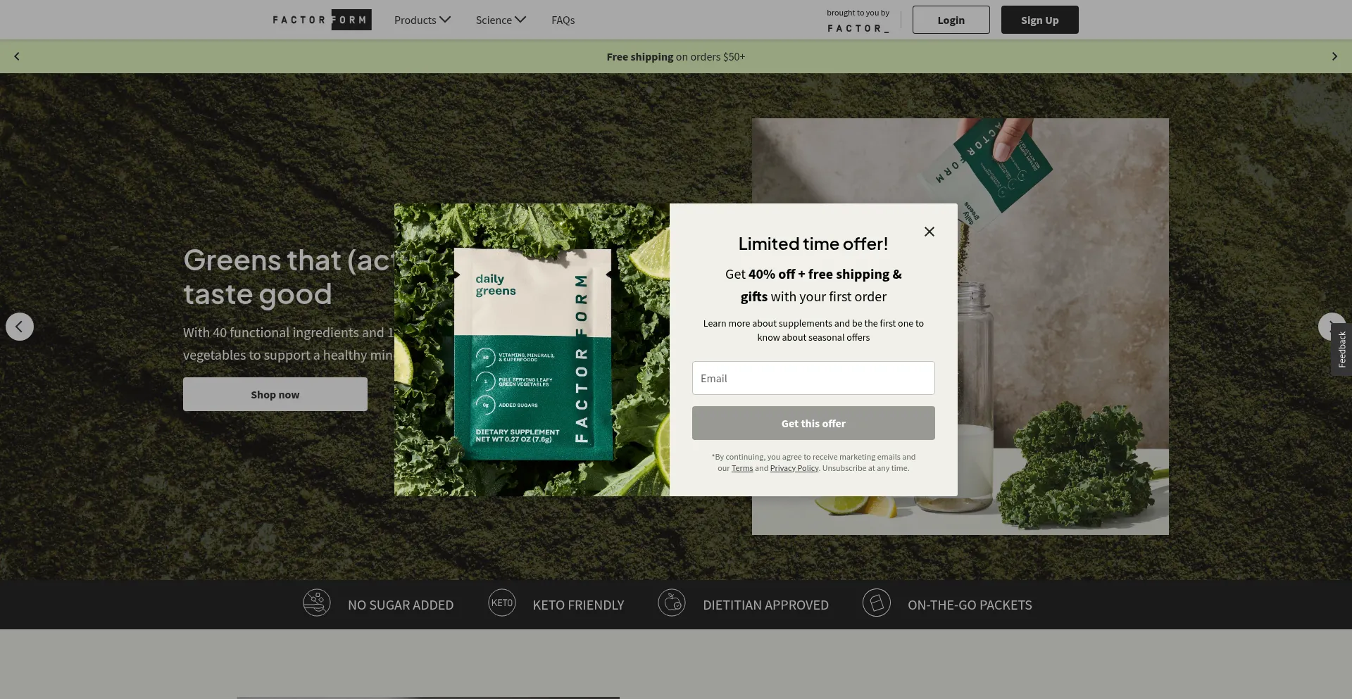 Website screenshot of Factorform.com