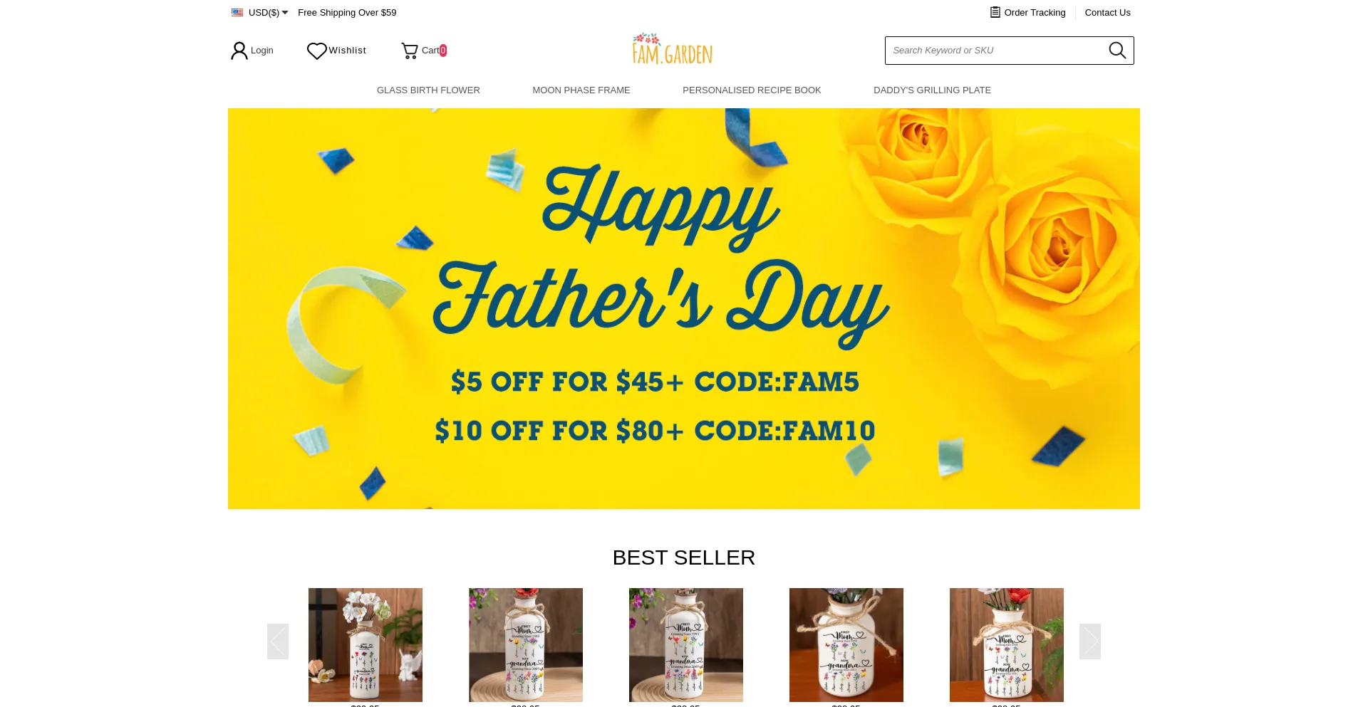 Website screenshot of Famgarden.com