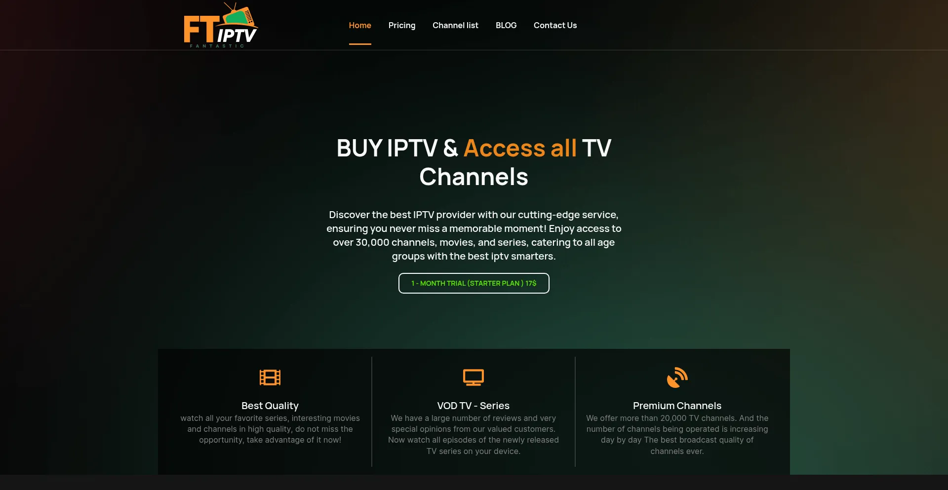 Website screenshot of Fantasticiptv.com