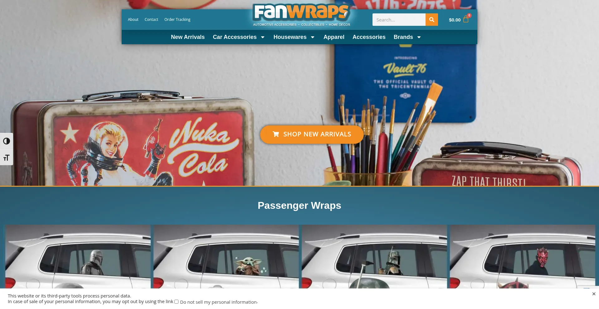 Website screenshot of Fanwraps.com