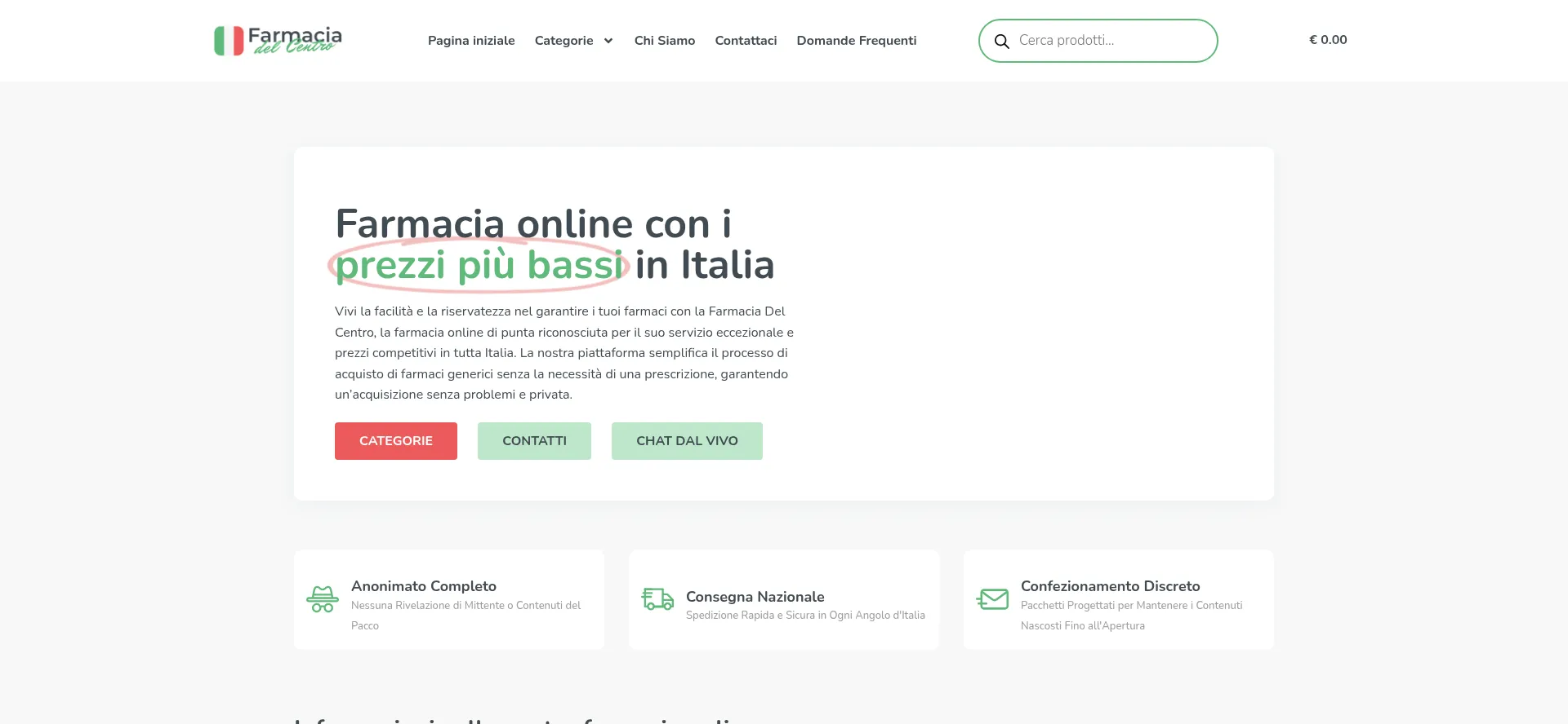 Website screenshot of Farmaciadelcentro.com