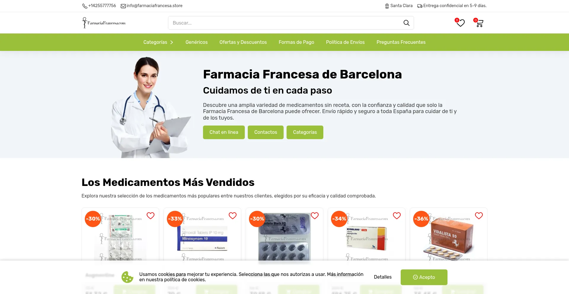 Website screenshot of Farmaciafrancesa.store