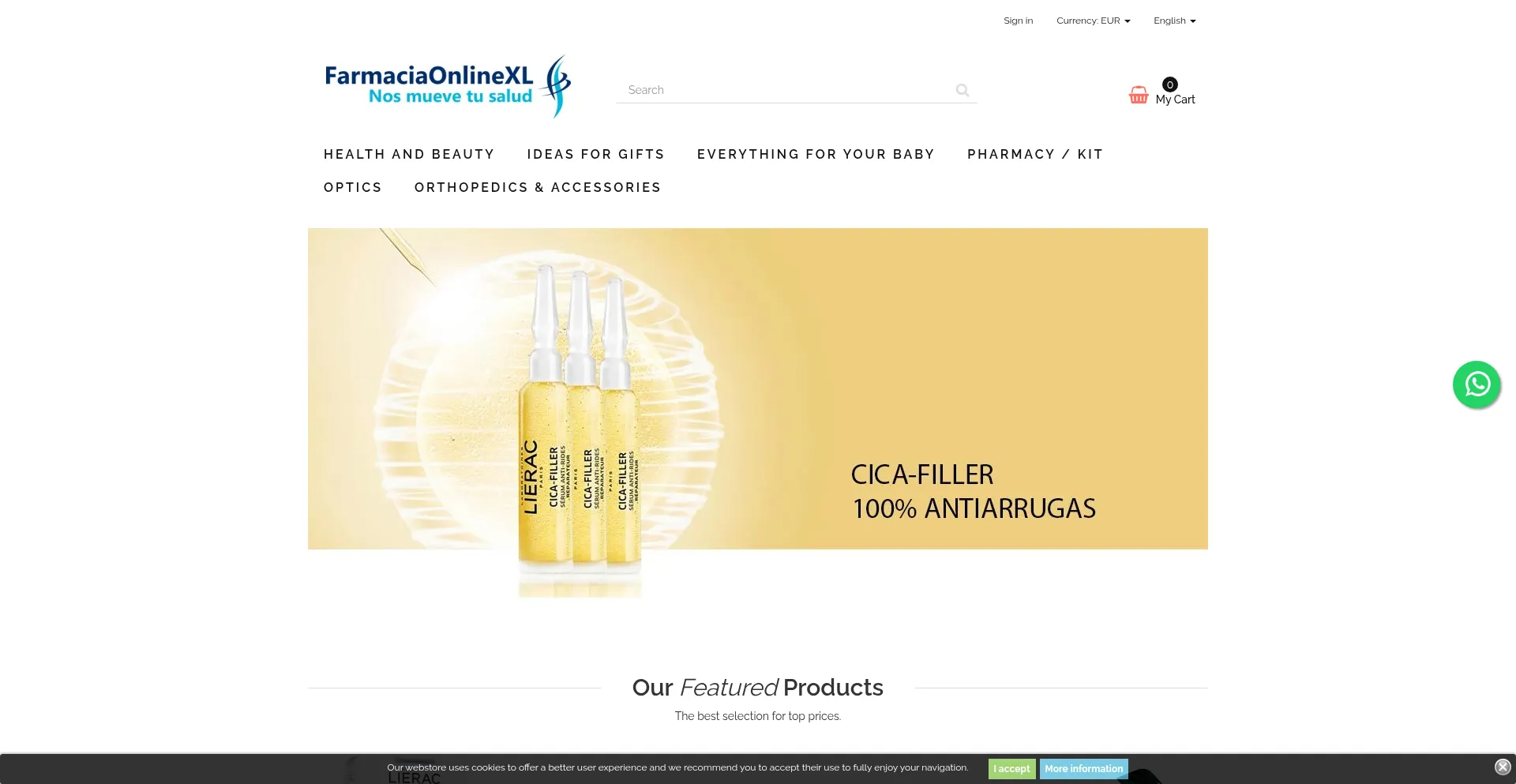 Website screenshot of Farmaciaonlinexl.com