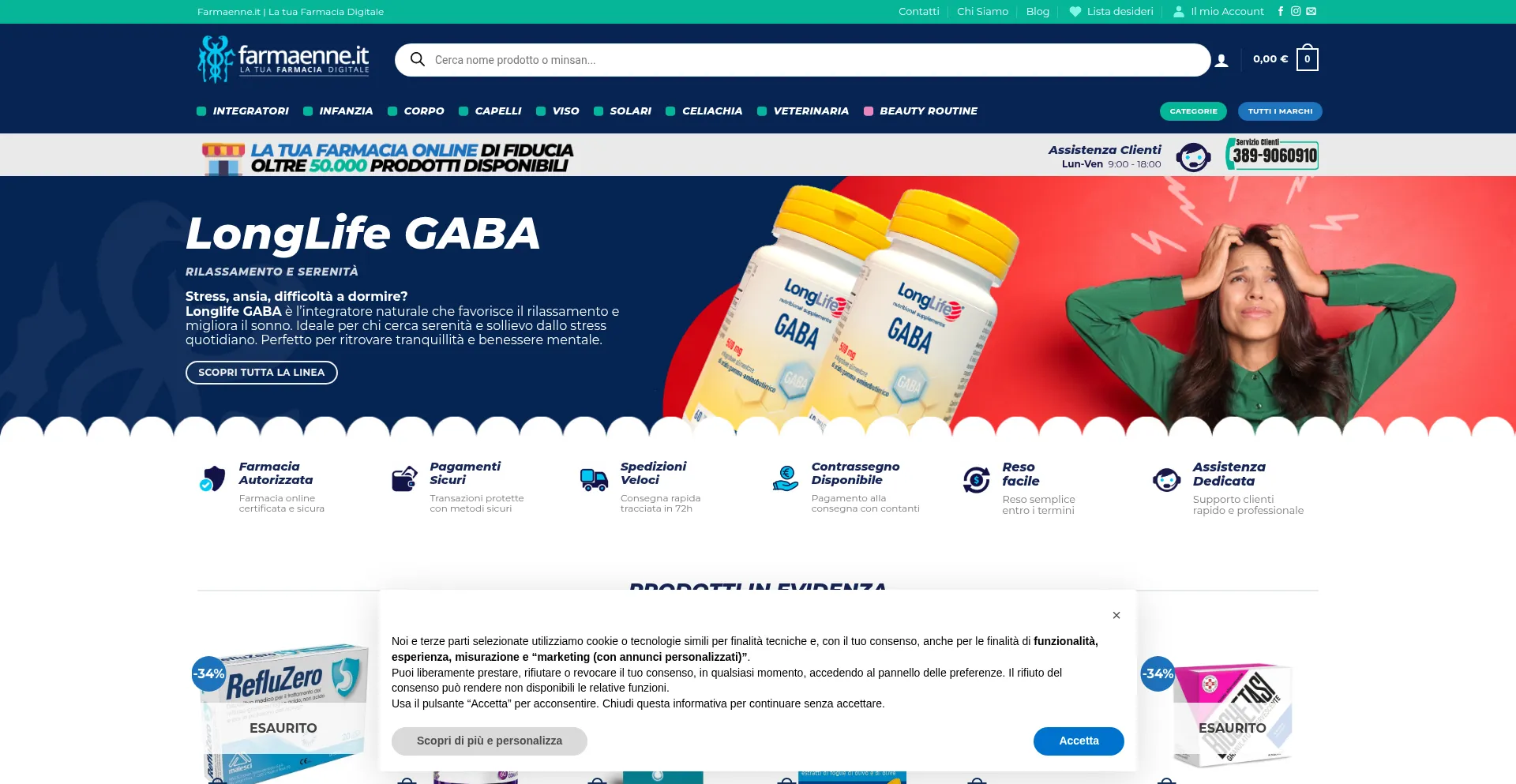 Website screenshot of Farmaenne.it