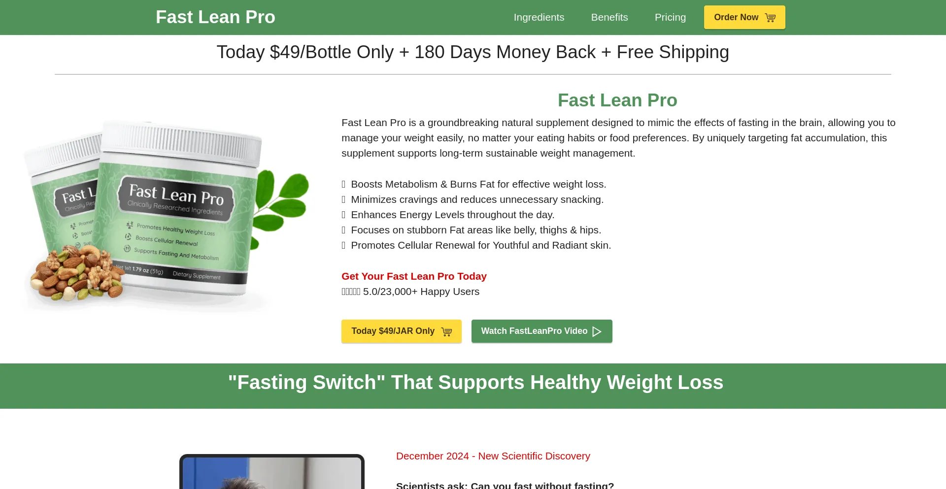 Website screenshot of Fastleanproall.com