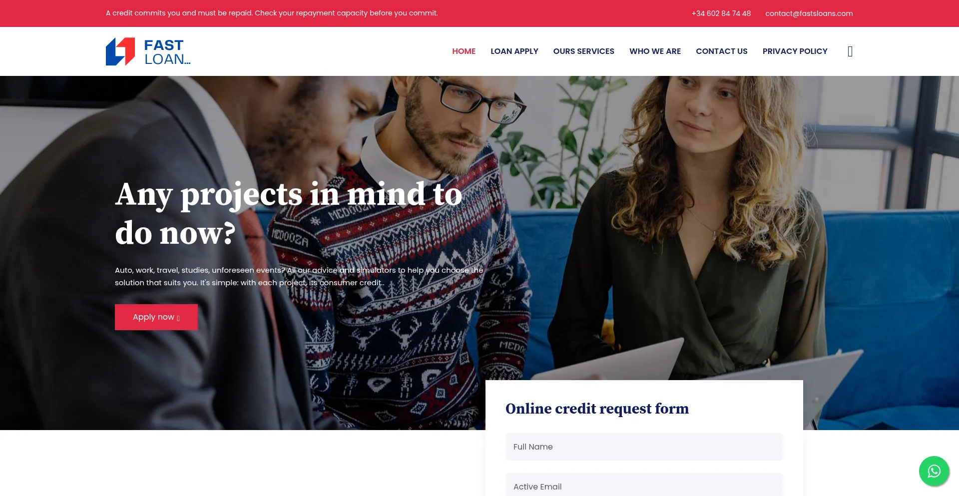 Website screenshot of Fastsloans.com