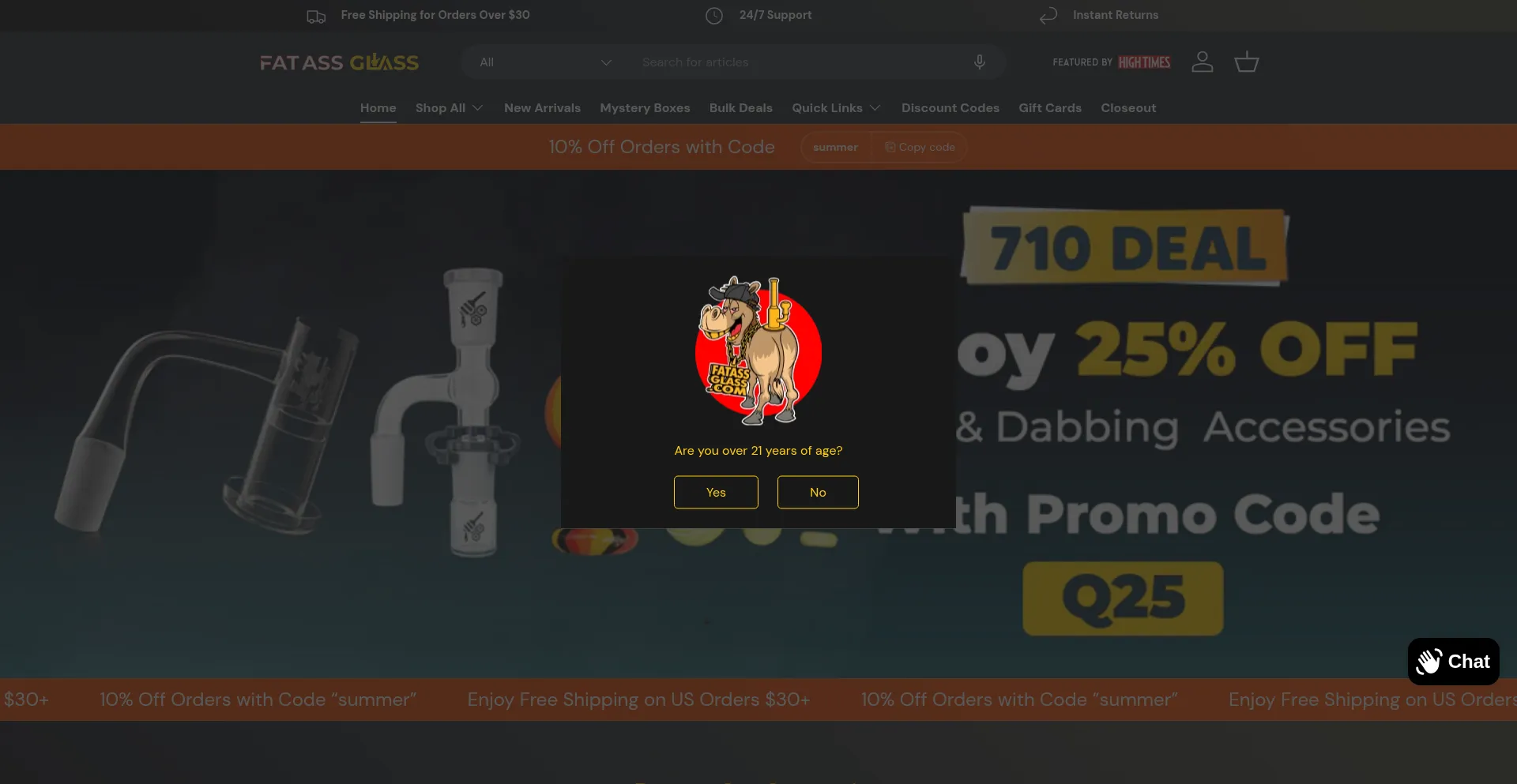 Website screenshot of Fatassglass.com