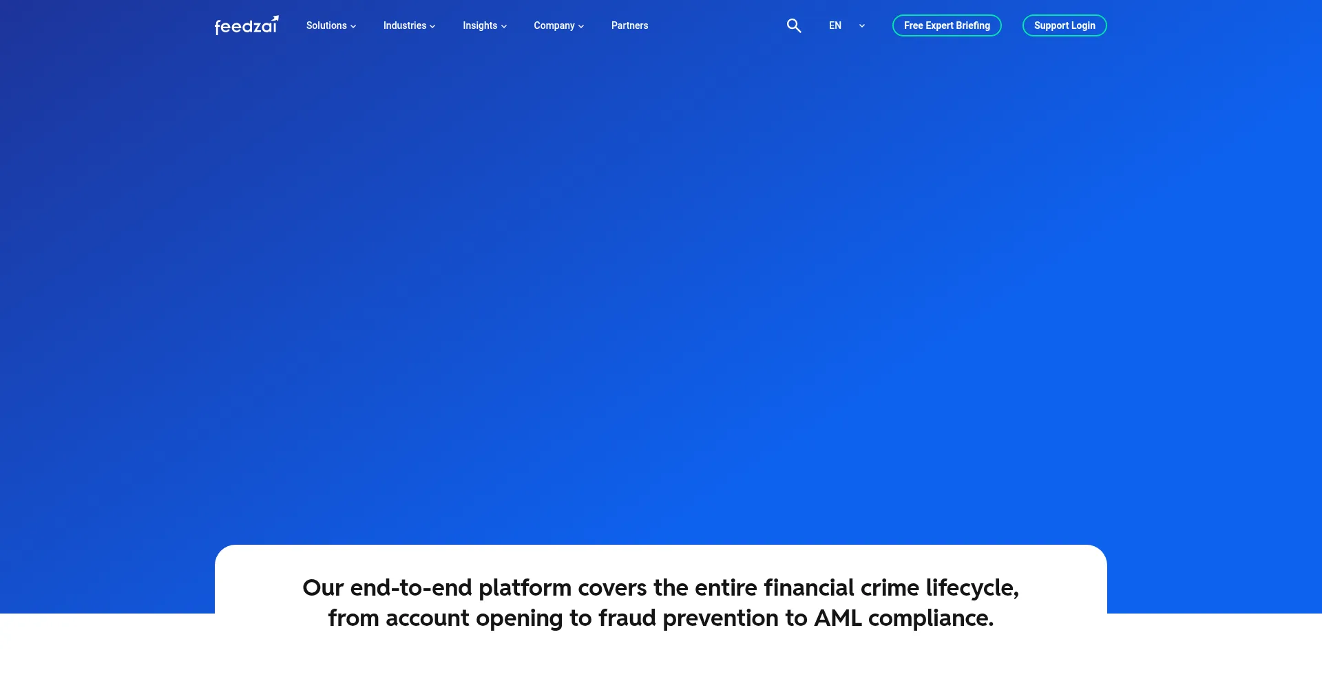 Website screenshot of Feedzai.com