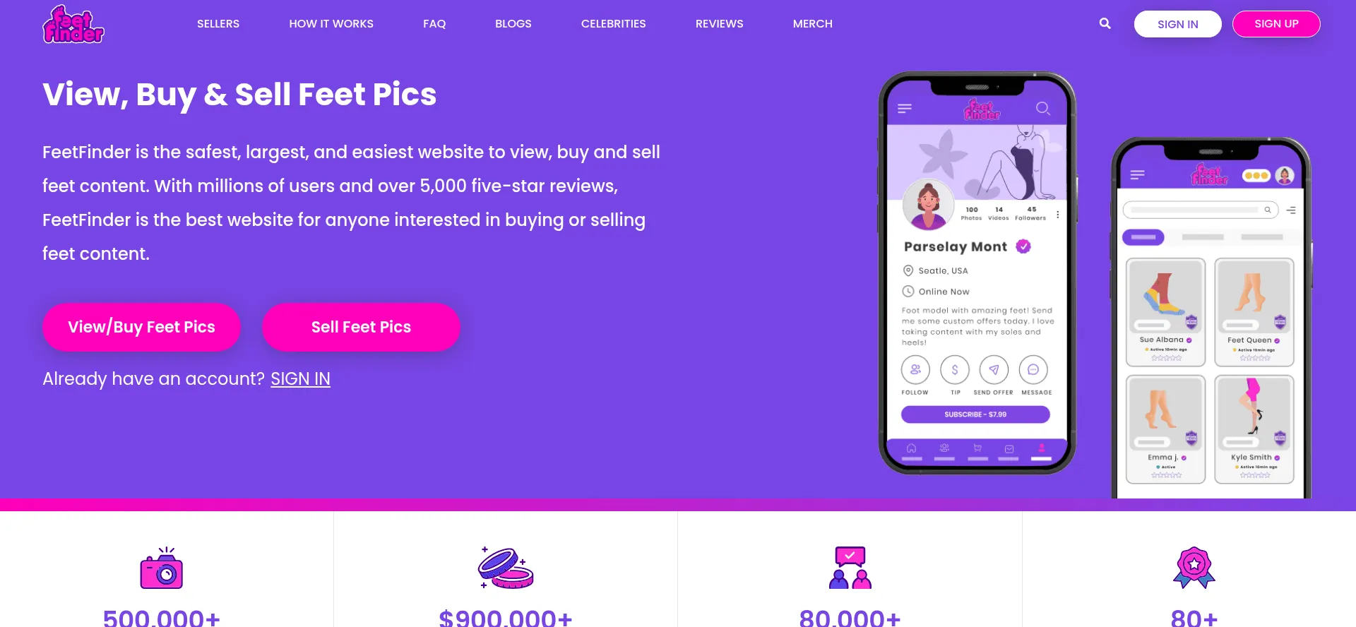 Website screenshot of Feetfinder.com