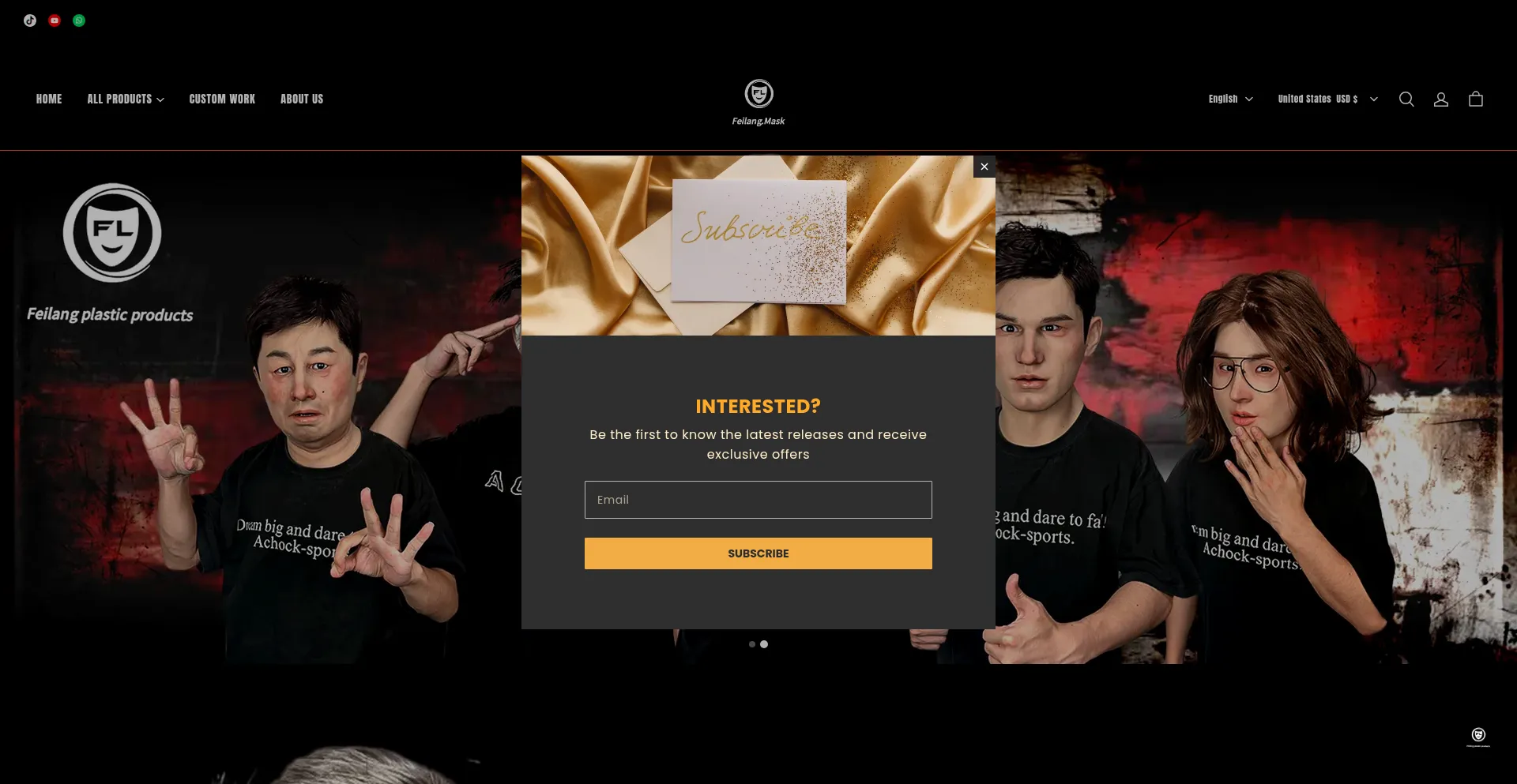 Website screenshot of Feilangmask.com