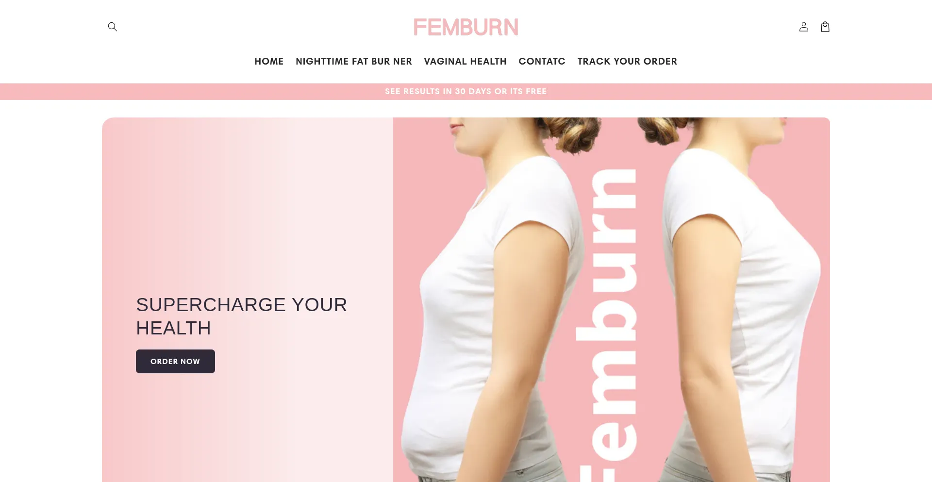 Website screenshot of Femburn.co