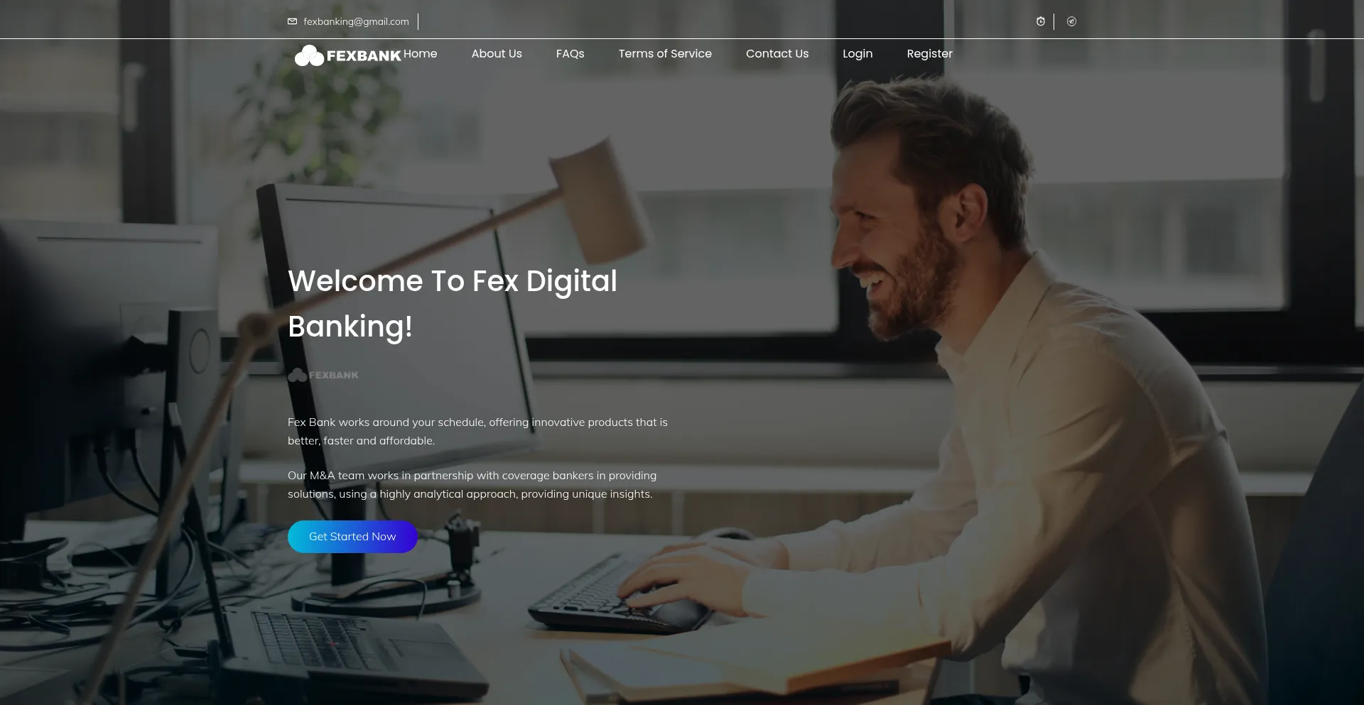 Website screenshot of Fexbank.web.app