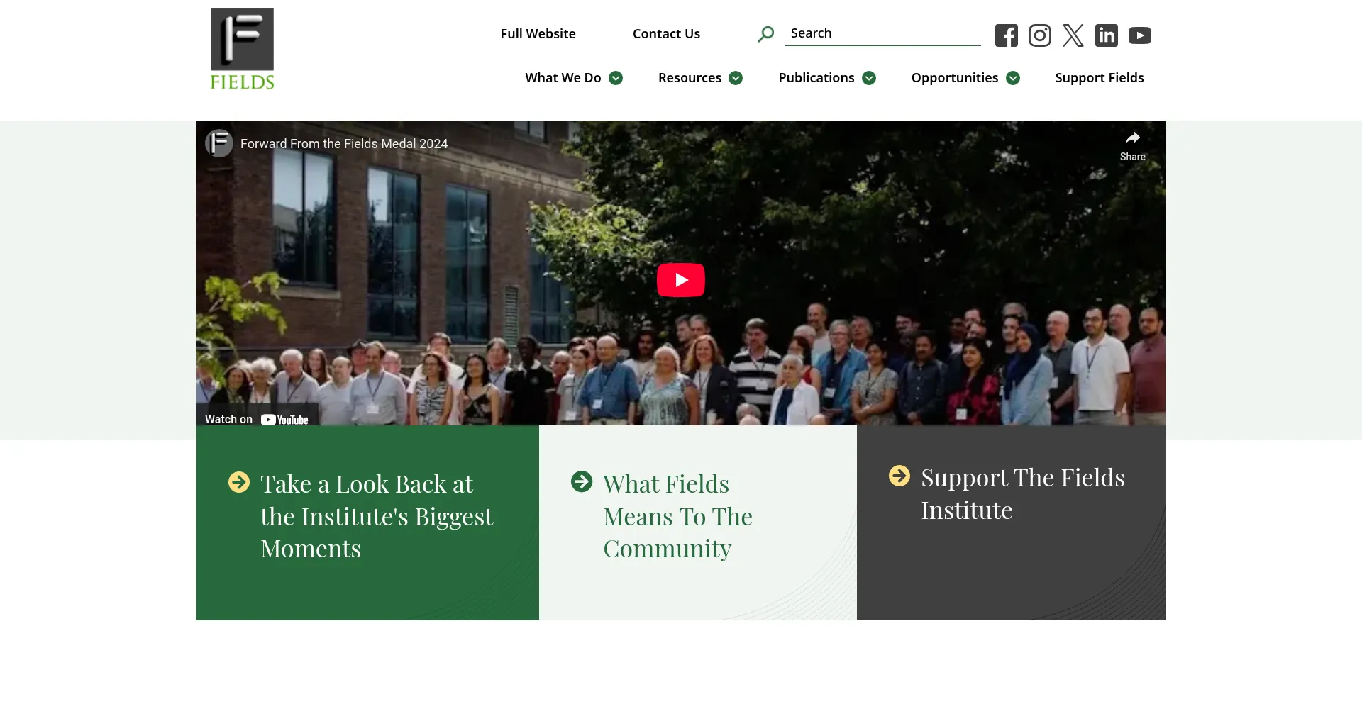 Website screenshot of Fieldsinstitute.ca