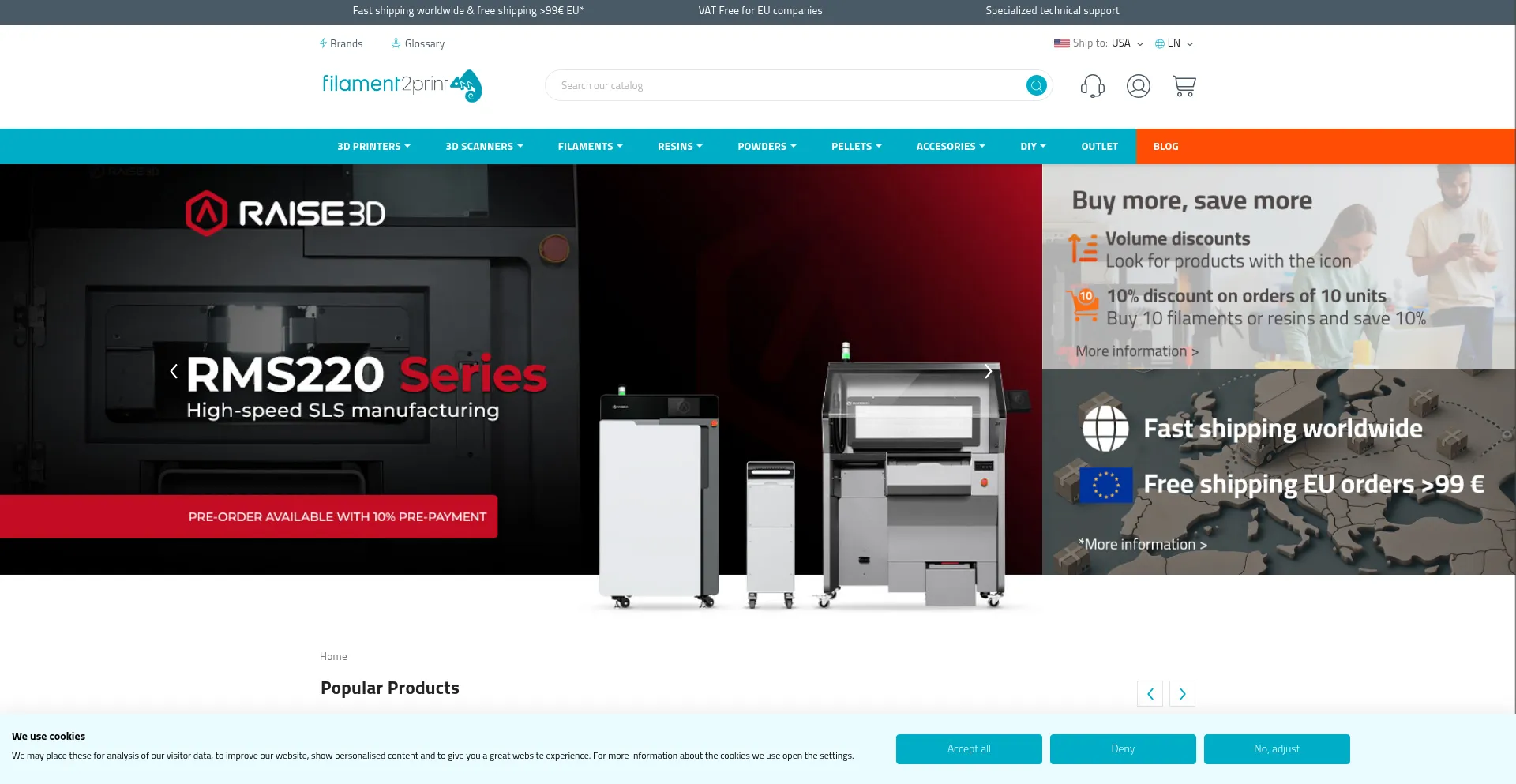 Website screenshot of Filament2print.com