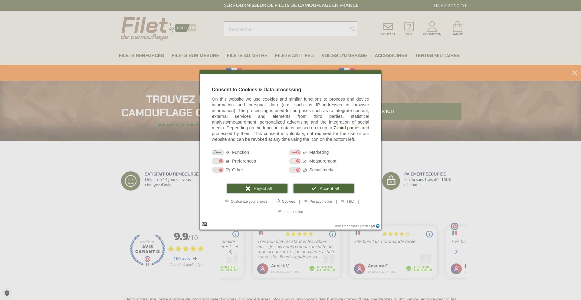 Website screenshot of Filetdecamouflage.fr