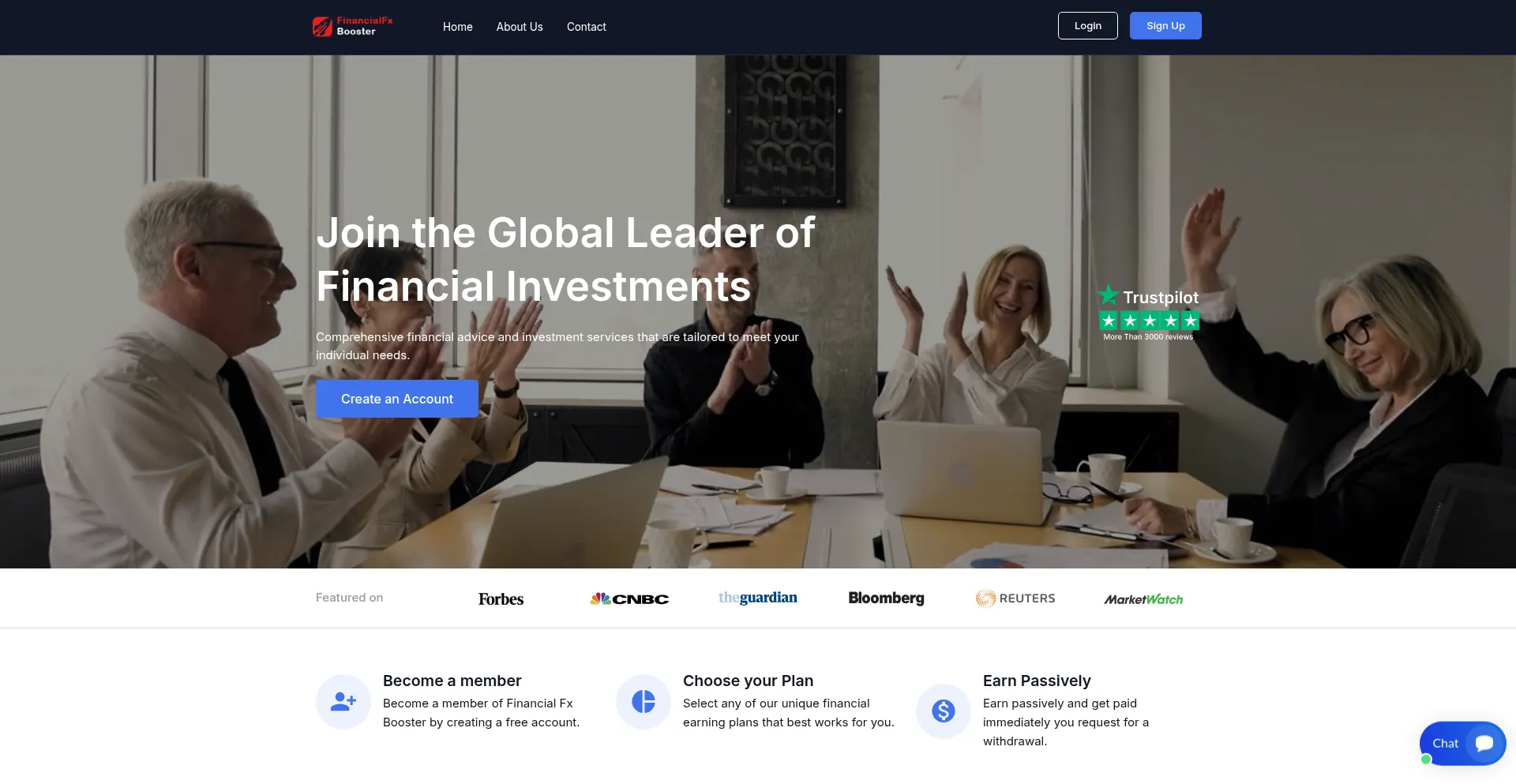 Website screenshot of Financialfxbooster.live