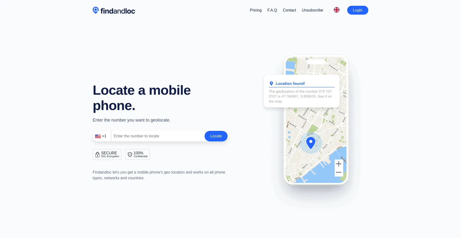 Website screenshot of Findandloc.com