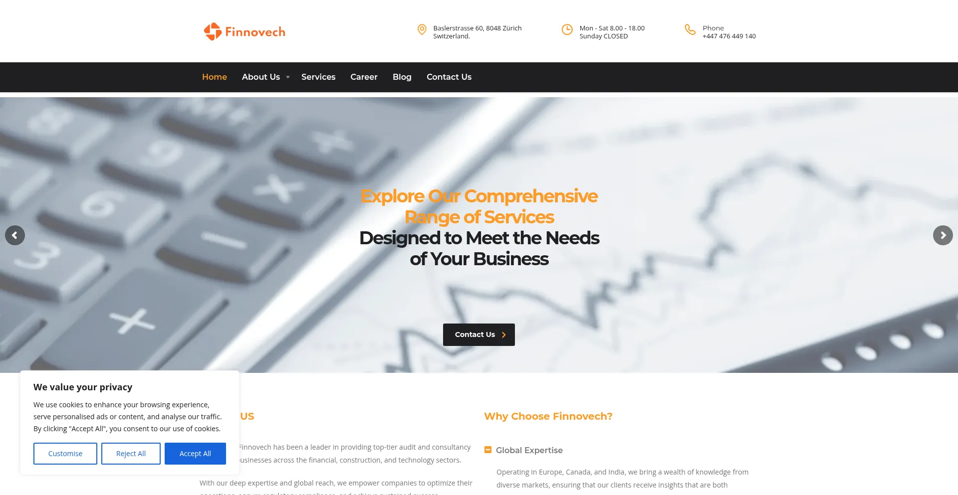Website screenshot of Finnovech.com