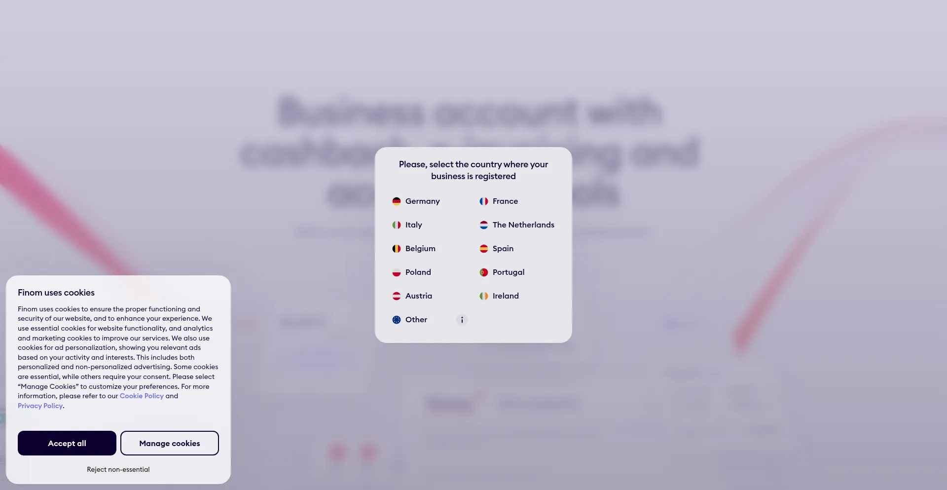 Website screenshot of Finom.co