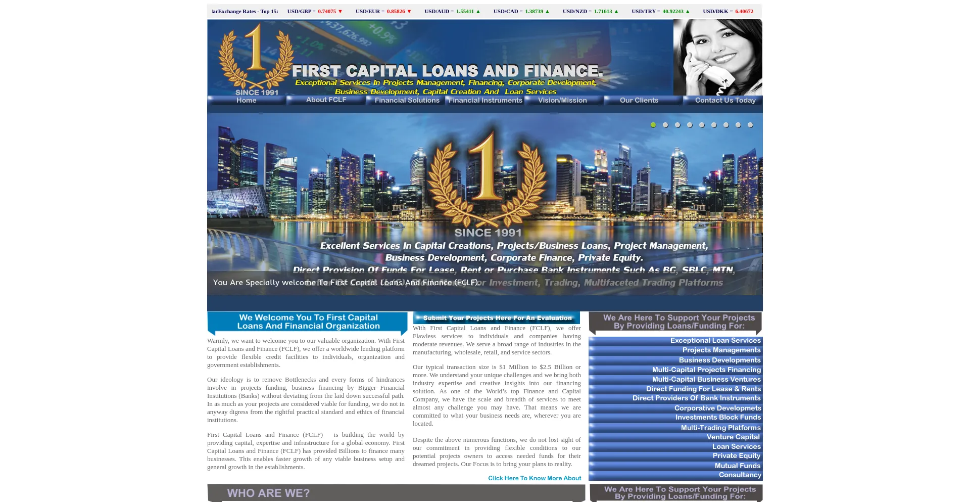 Website screenshot of Firstcapitalsinvestors.com