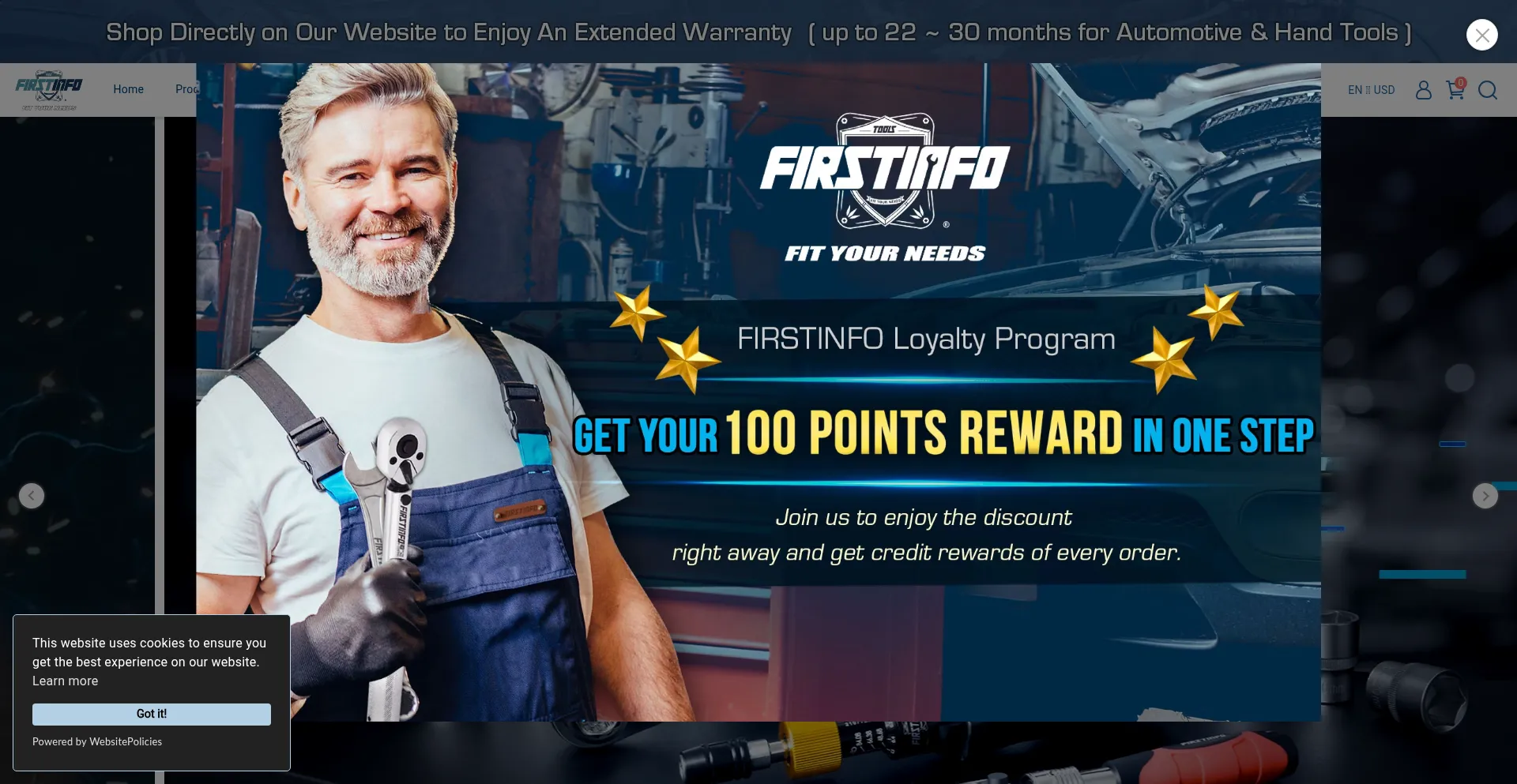 Website screenshot of Firstinfo-tools.com