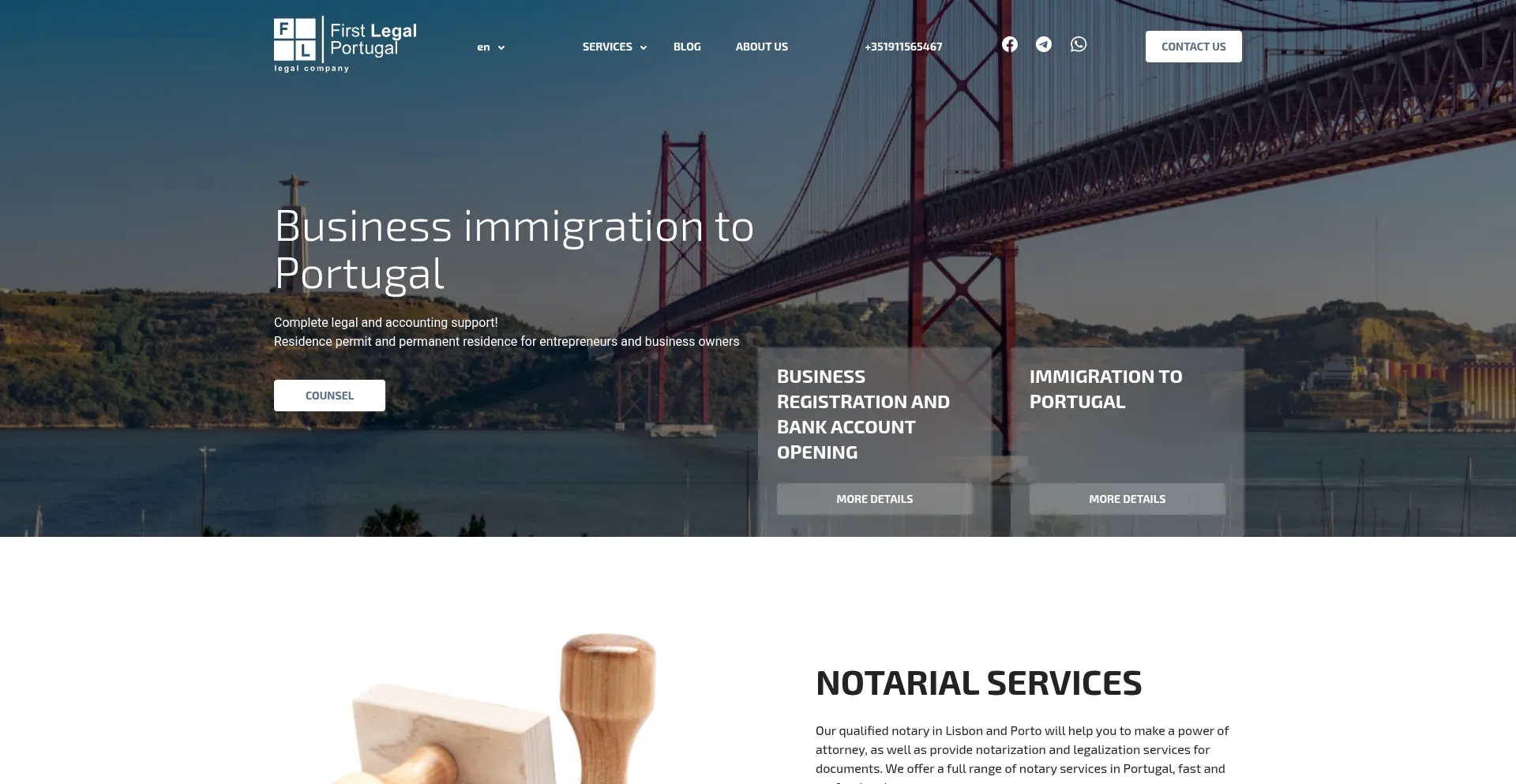 Website screenshot of Firstlegal.group