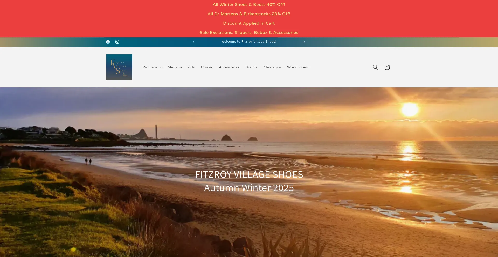 Website screenshot of Fitzroyvillageshoes.co.nz