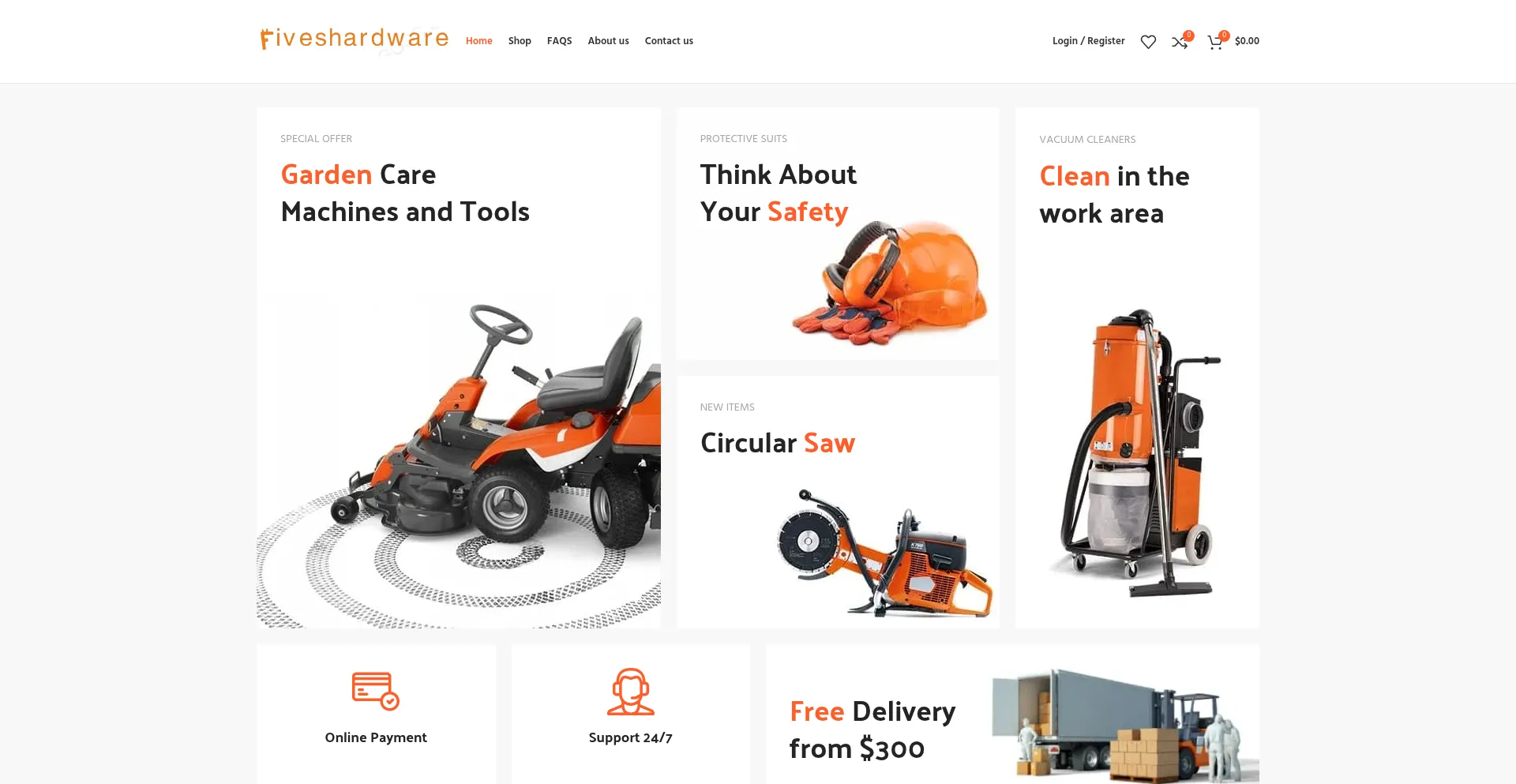 Website screenshot of Fiveshardware.shop
