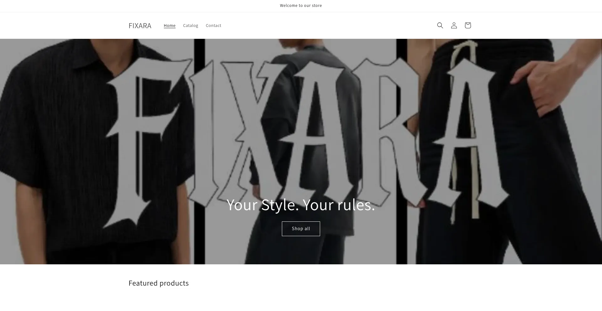 Website screenshot of Fixara2025.myshopify.com