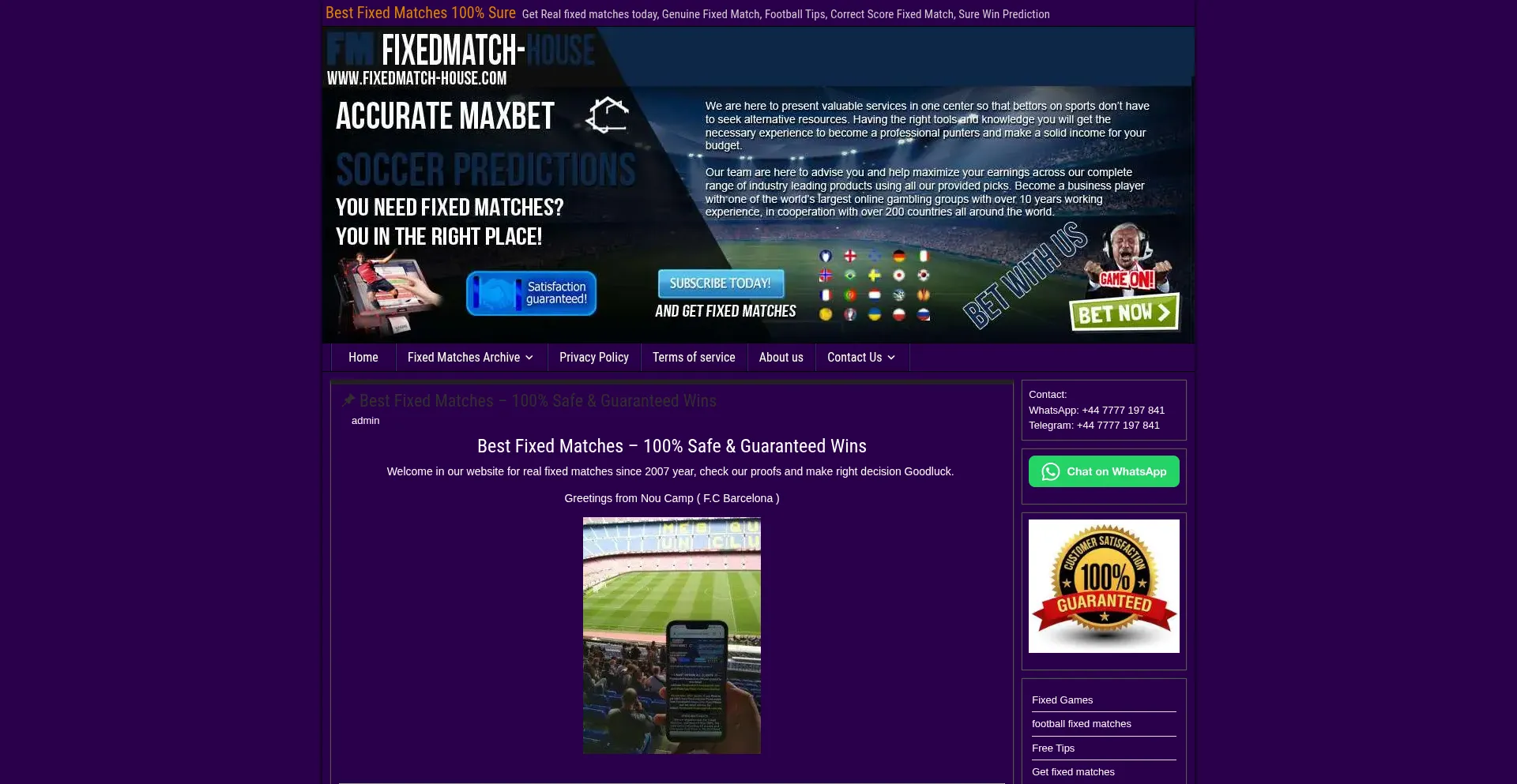 Fixedmatch-house.com é Seguro e Confiável?