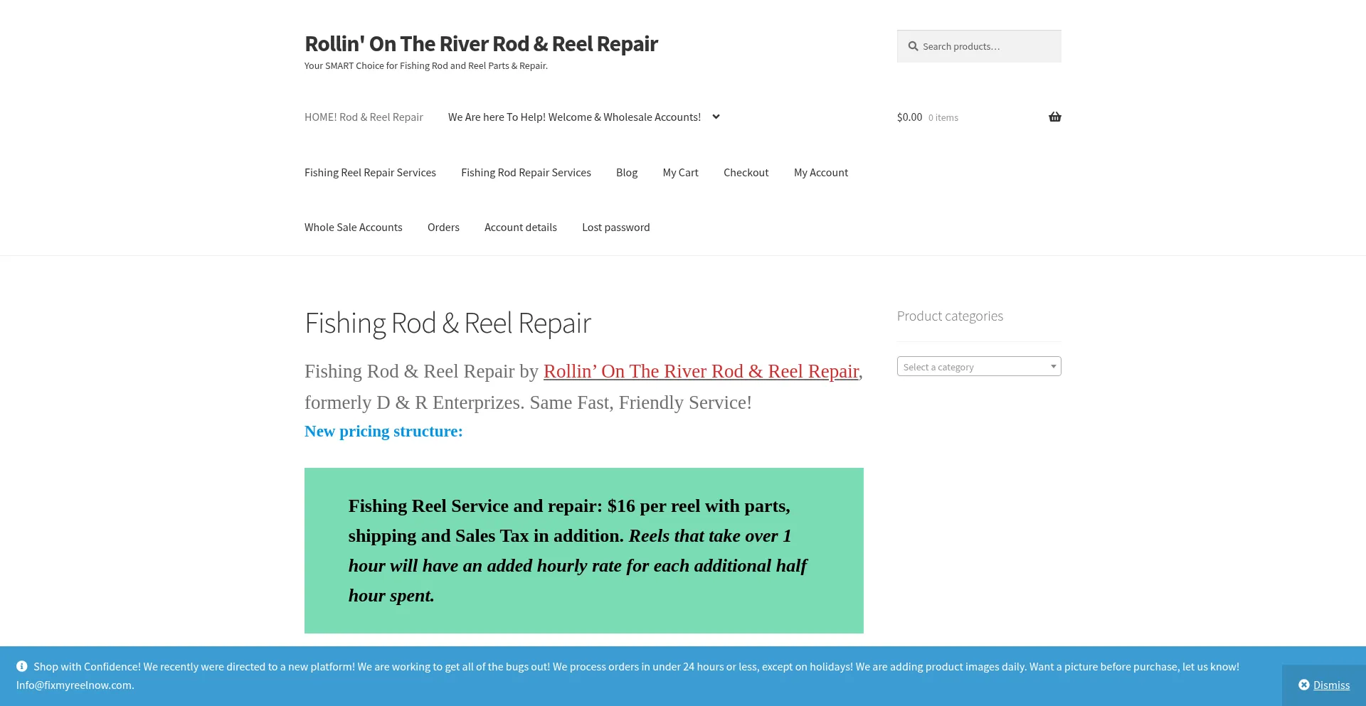 Website screenshot of Fixmyreelnow.com