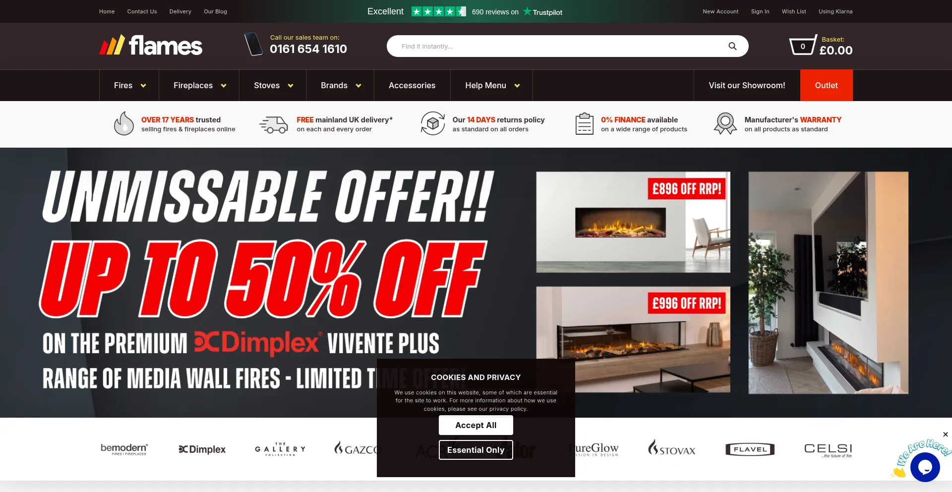 Website screenshot of Flames.co.uk
