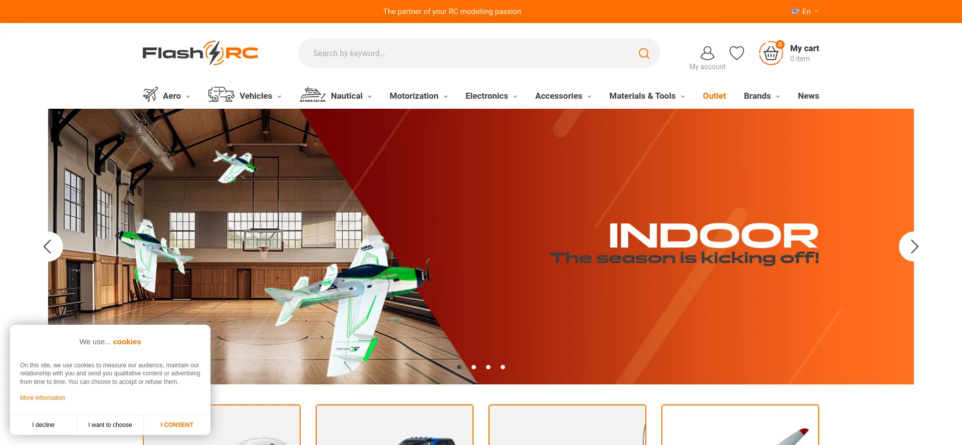 Website screenshot of Flashrc.com