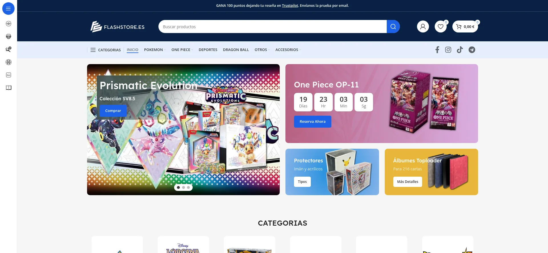 Website screenshot of Flashstore.es