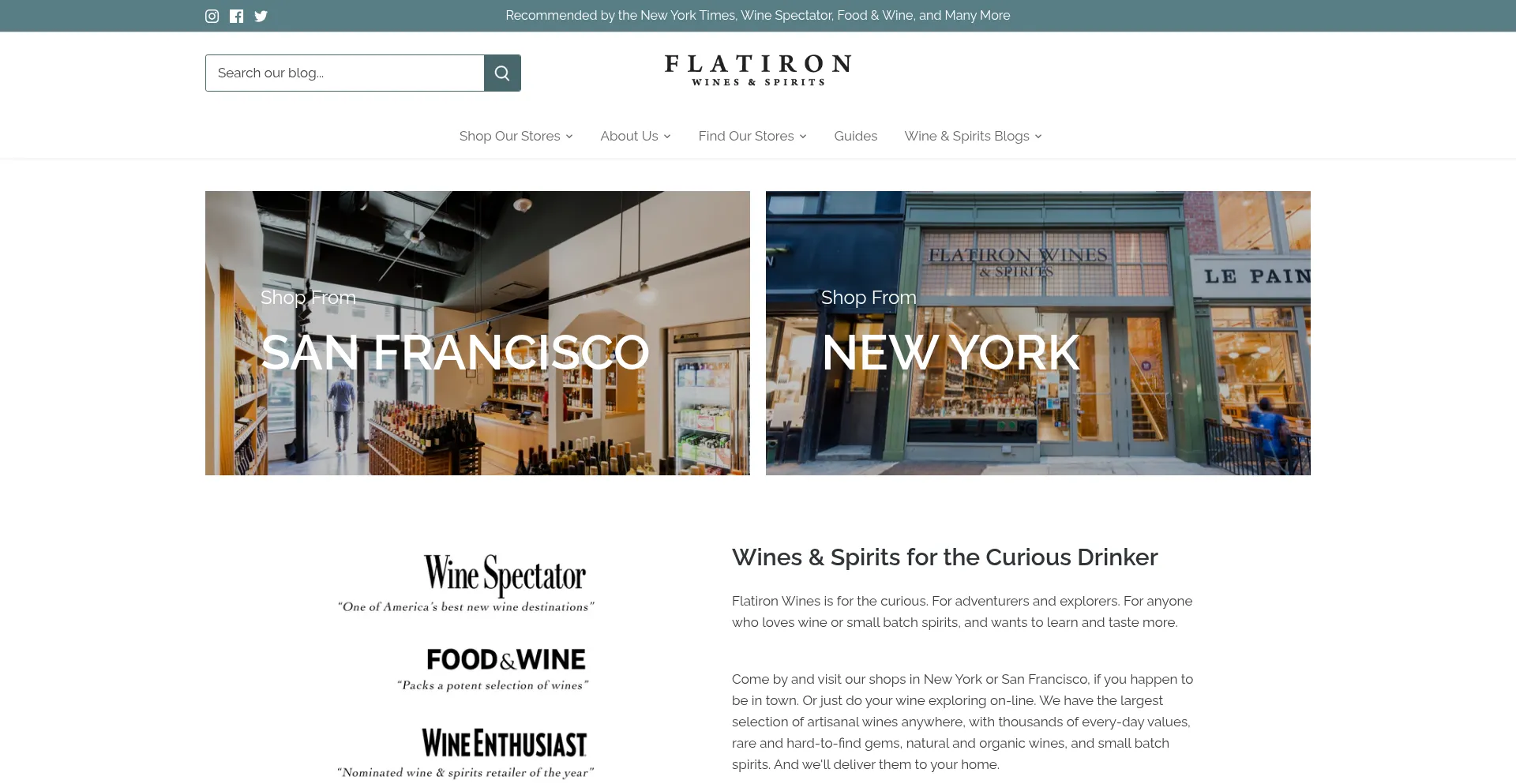 Website screenshot of Flatiron-wines.com