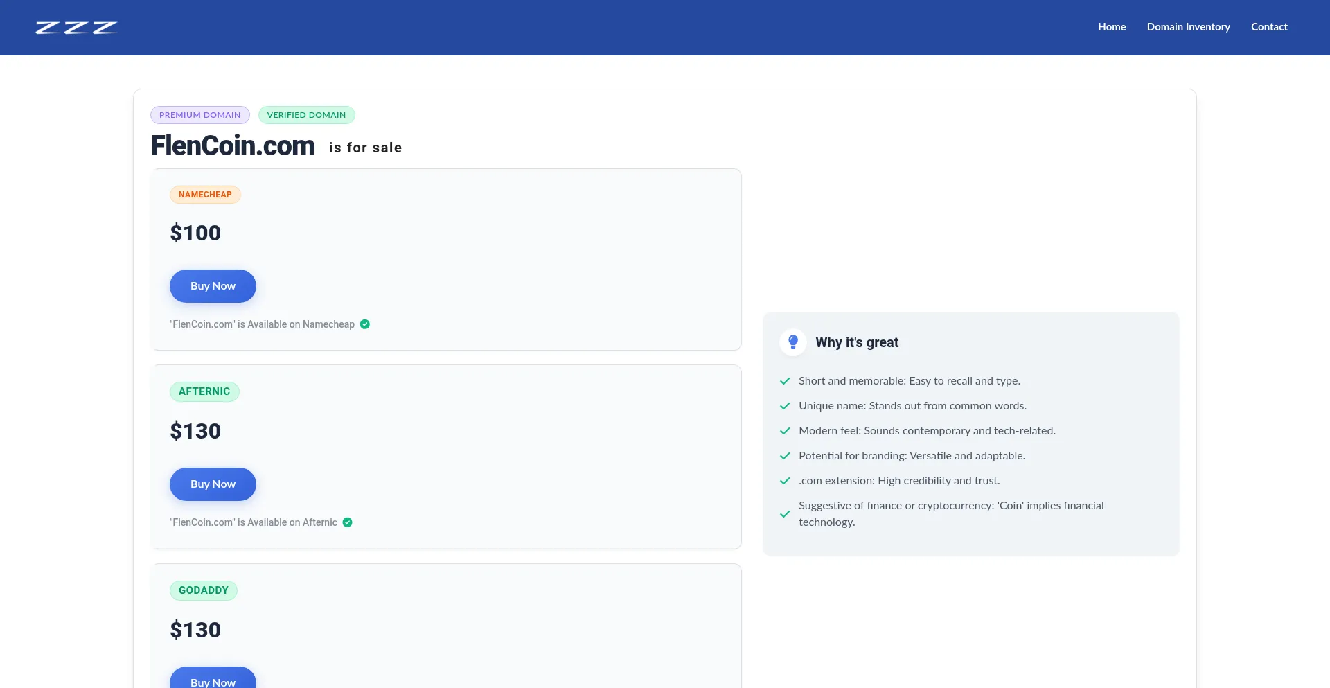 Website screenshot of Flencoin.com
