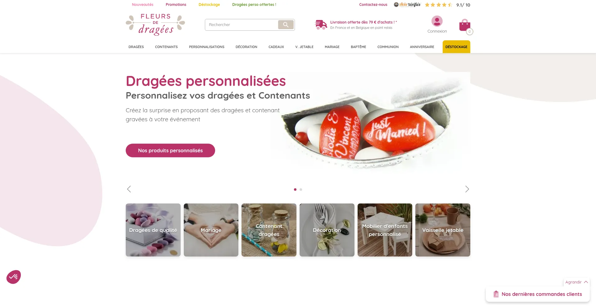 Website screenshot of Fleursdedragees.com