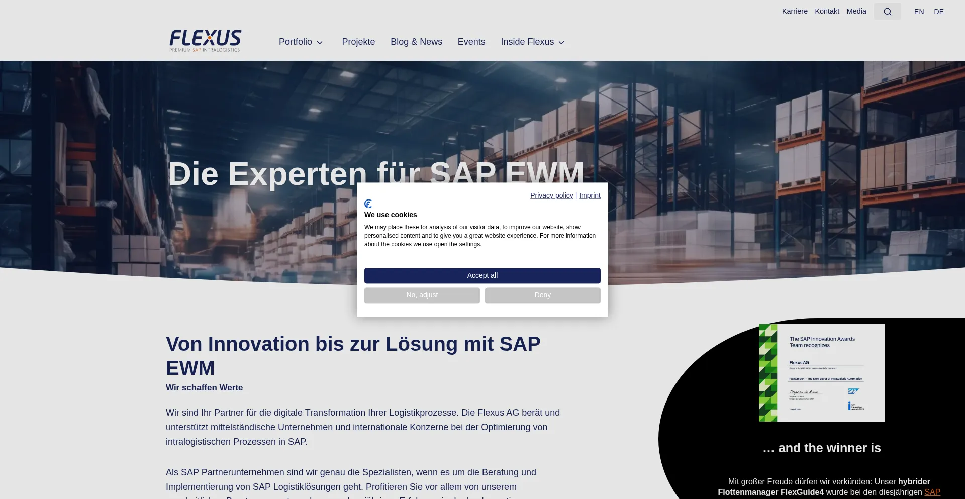 Website screenshot of Flexus.de