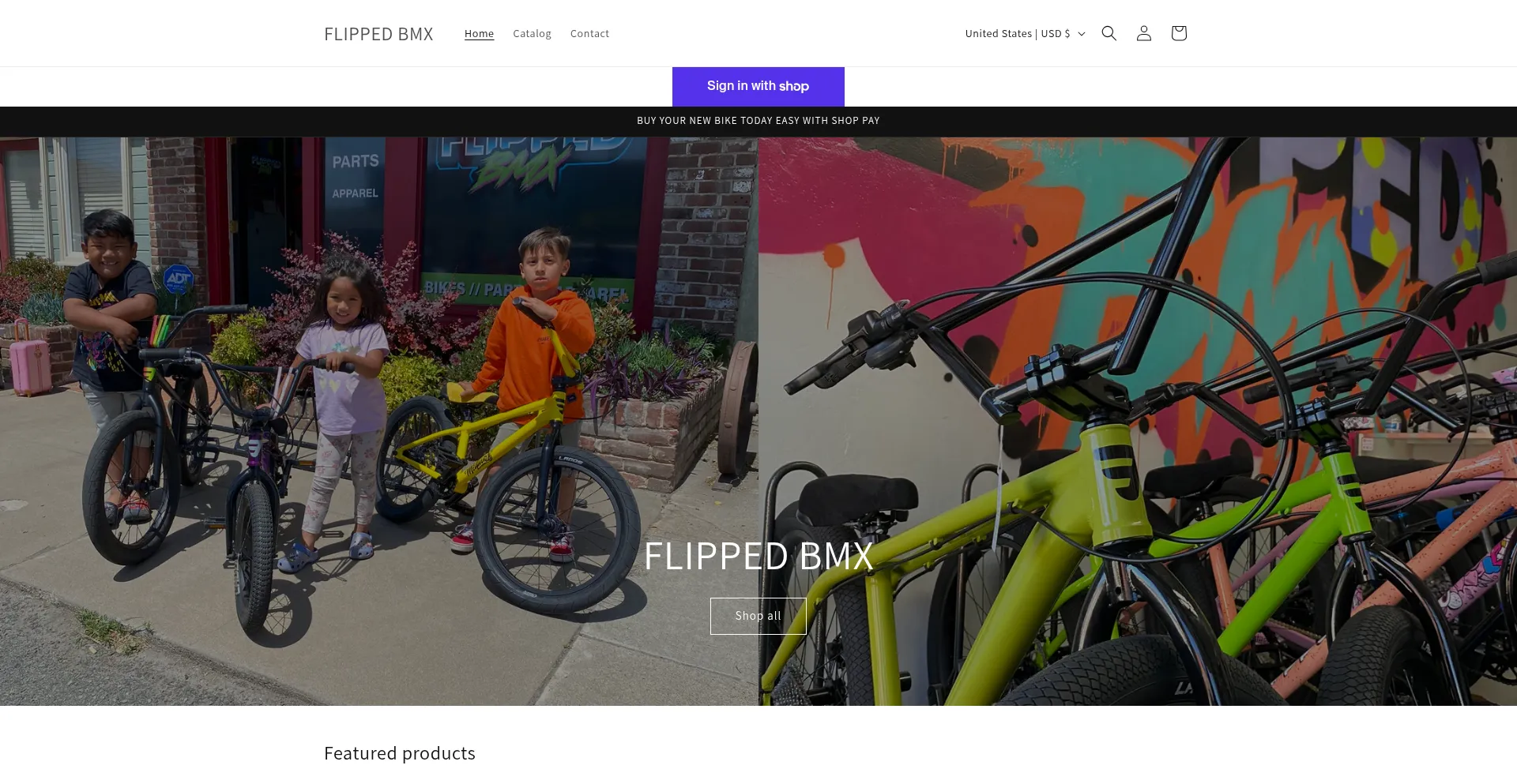 Website screenshot of Flippedbmxshop.com