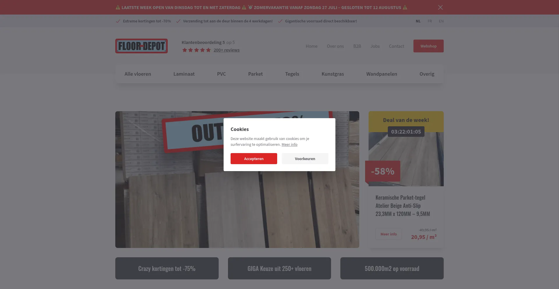 Website screenshot of Floor-depot.be