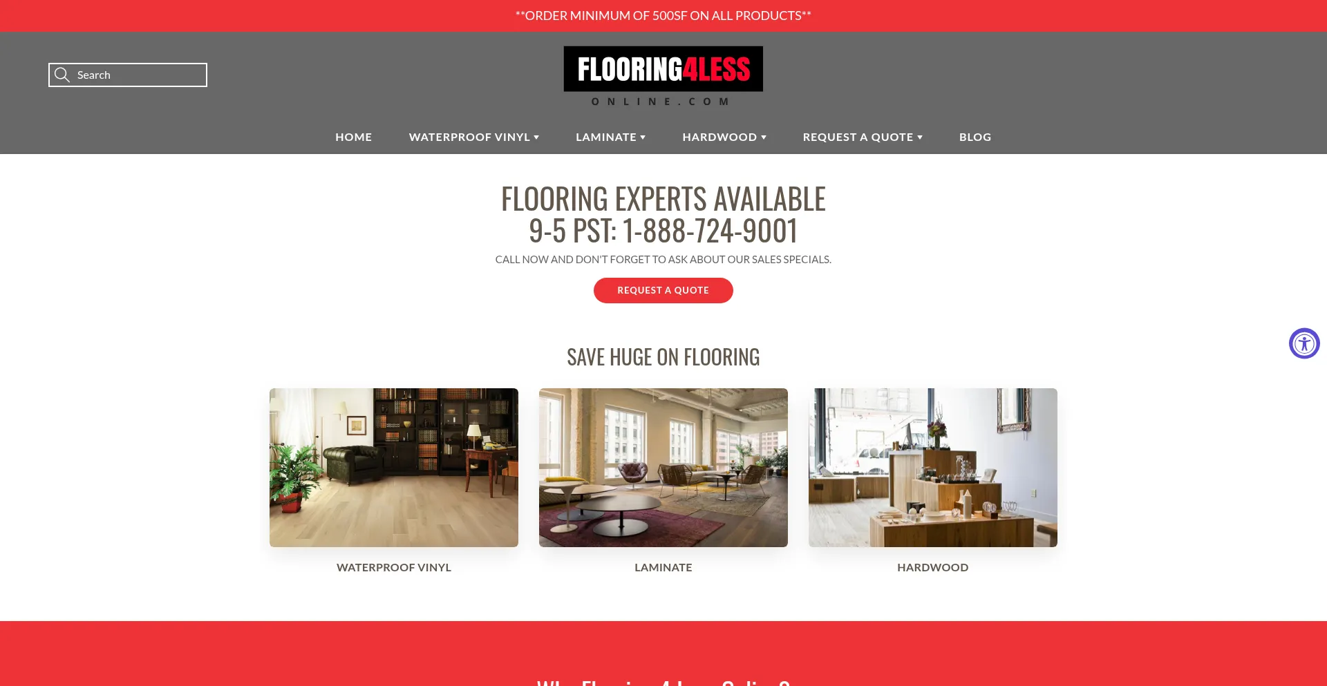 Website screenshot of Flooring4lessonline.com