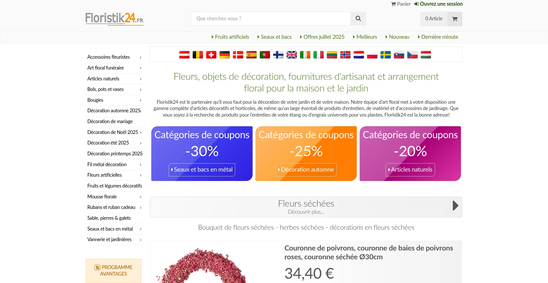 Website screenshot of Floristik24.fr