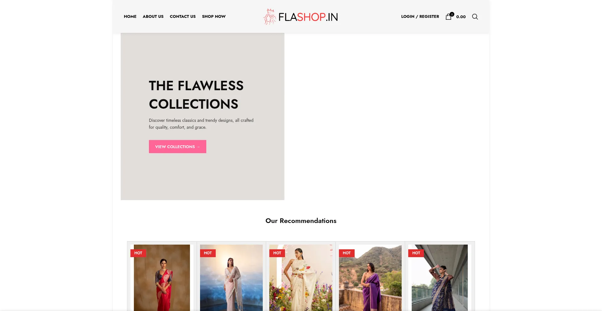 Website screenshot of Flshop.in