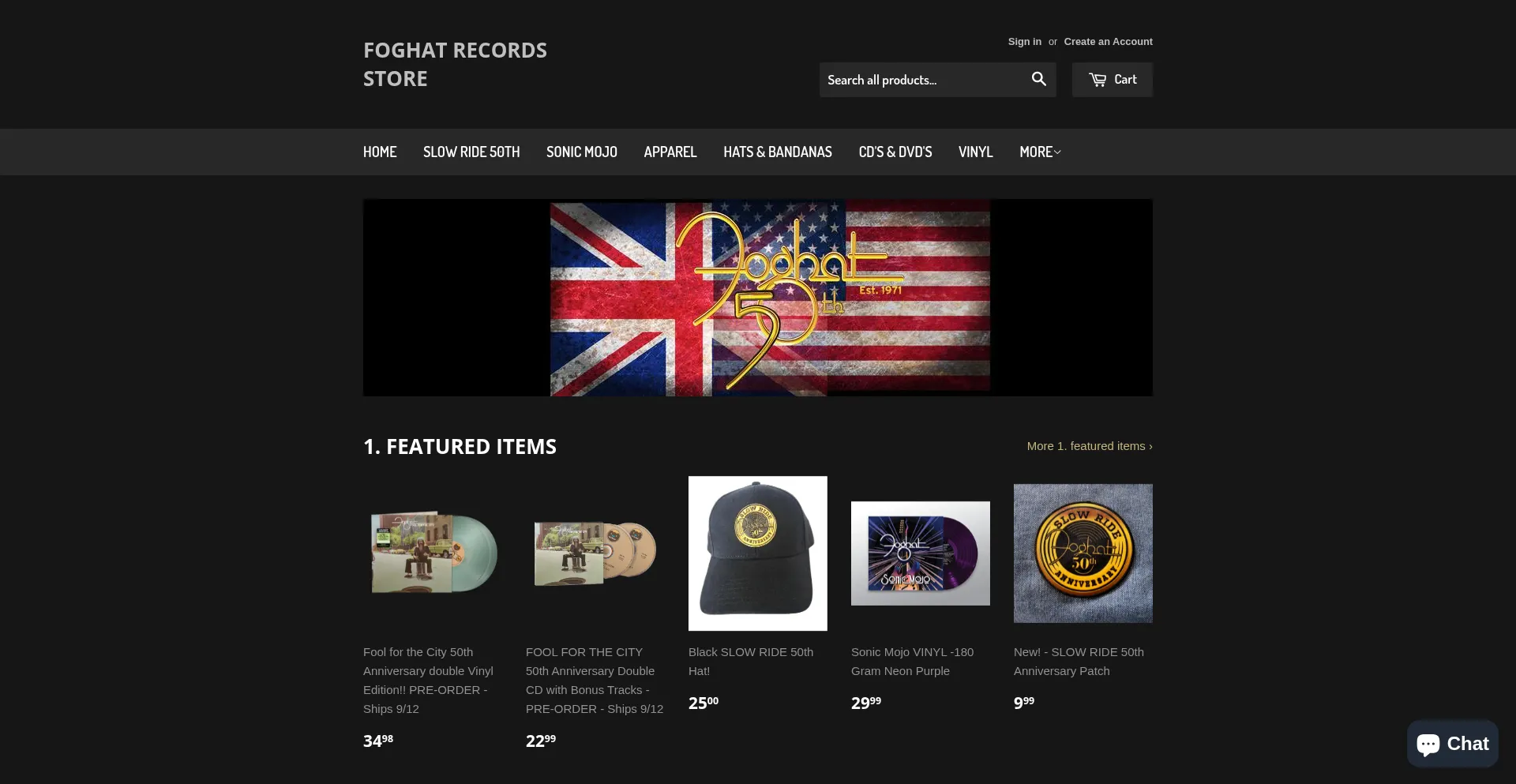 Website screenshot of Foghat.biz