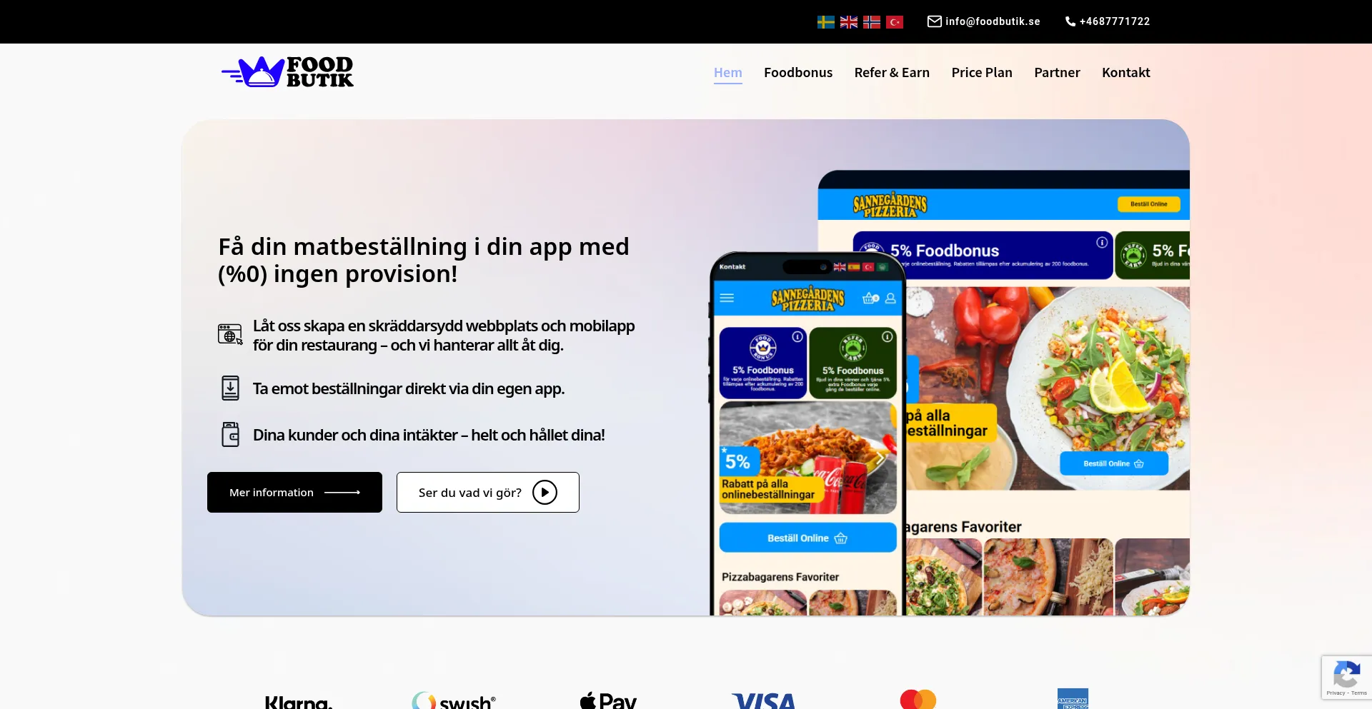 Website screenshot of Foodbutik.se